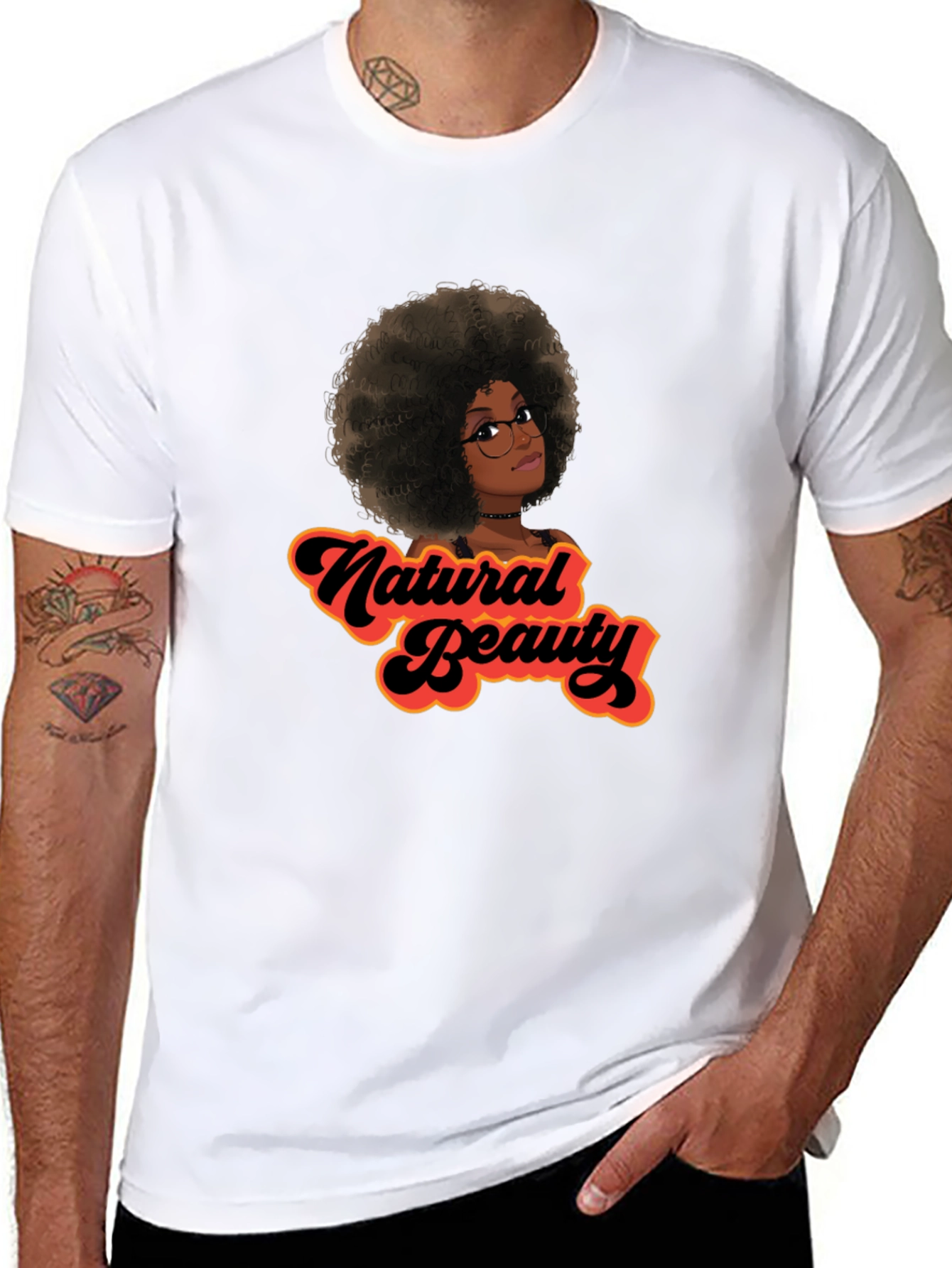 Natural Beauty Graphic Tee - Black Cotton Casual Shirt