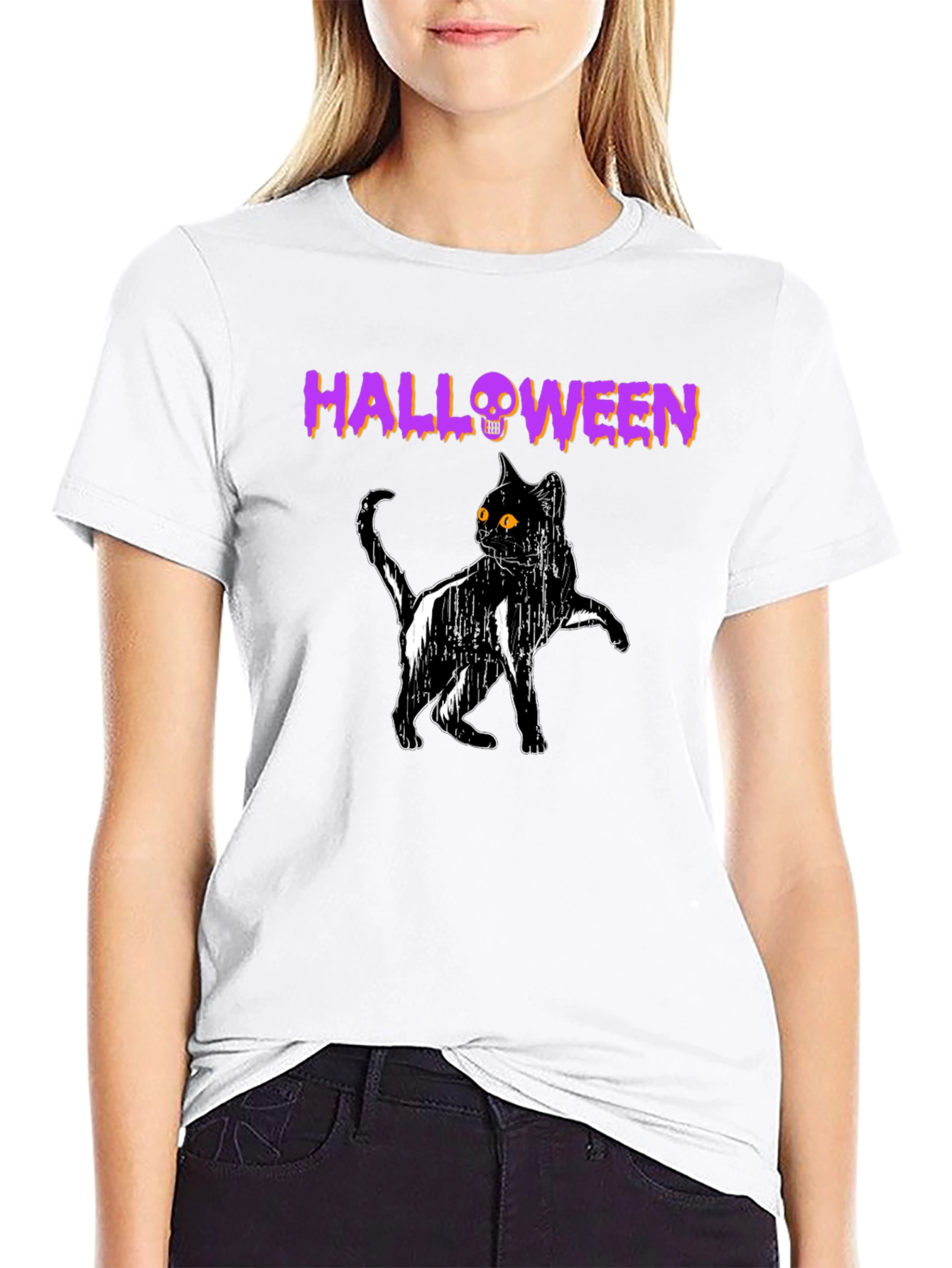 Halloween Cat T-Shirt - Spooky Black Cat Tee
