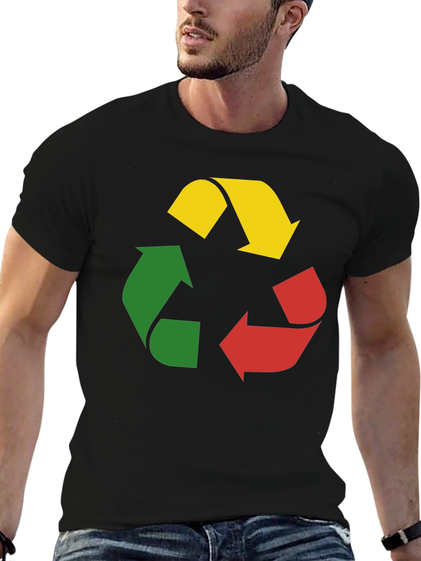 Recycle Symbol Graphic Tee - Black Cotton T-Shirt