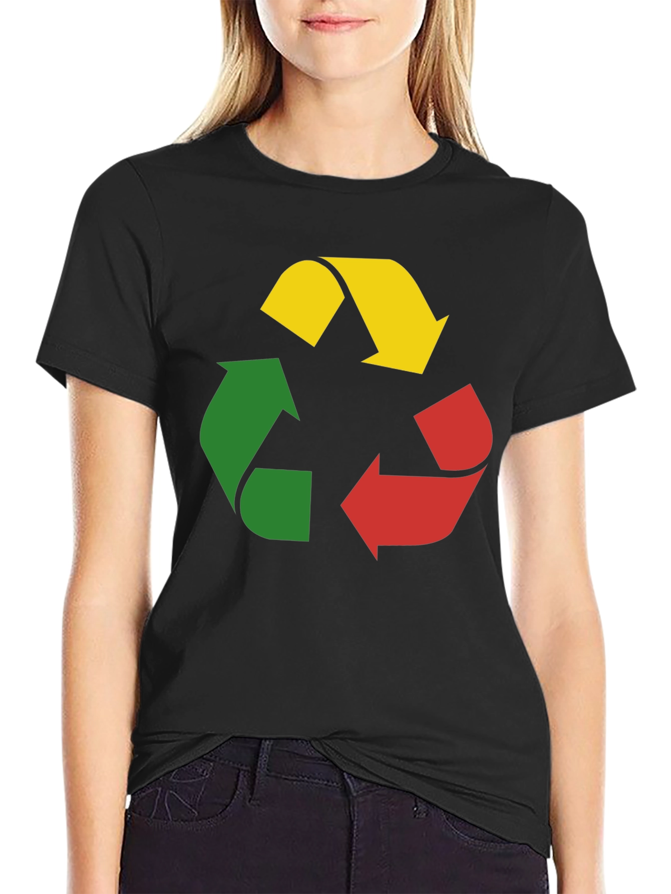 Recycle Symbol Graphic Tee - Black Cotton T-Shirt