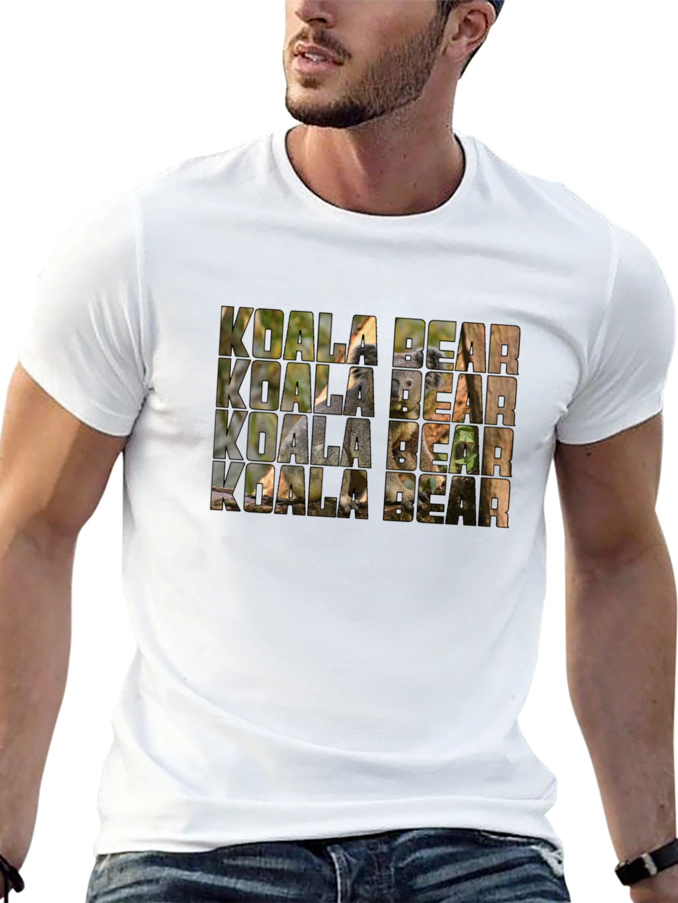 Koala Bear Graphic Print Black T-Shirt