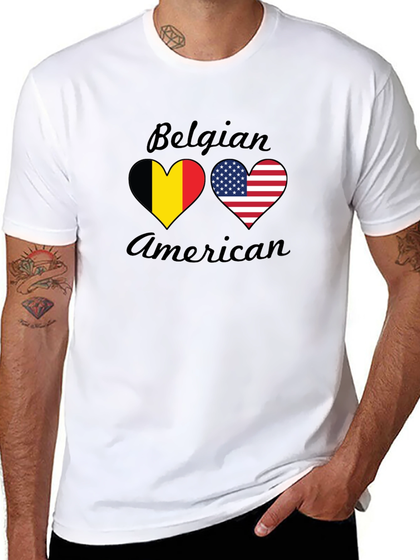 Belgian American Flag Heart T-Shirt
