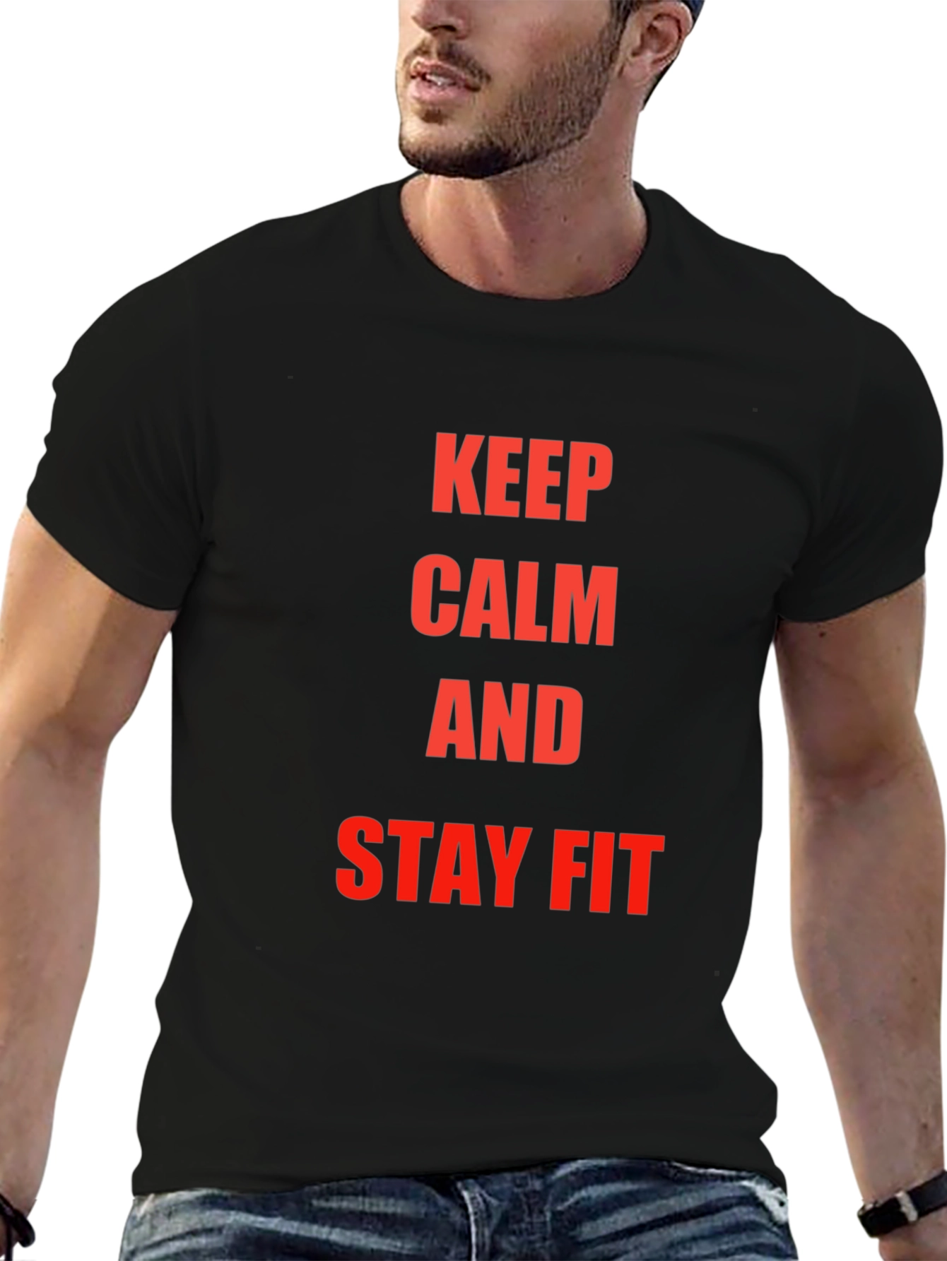 Keep Calm and Stay Fit Black T-Shirt
