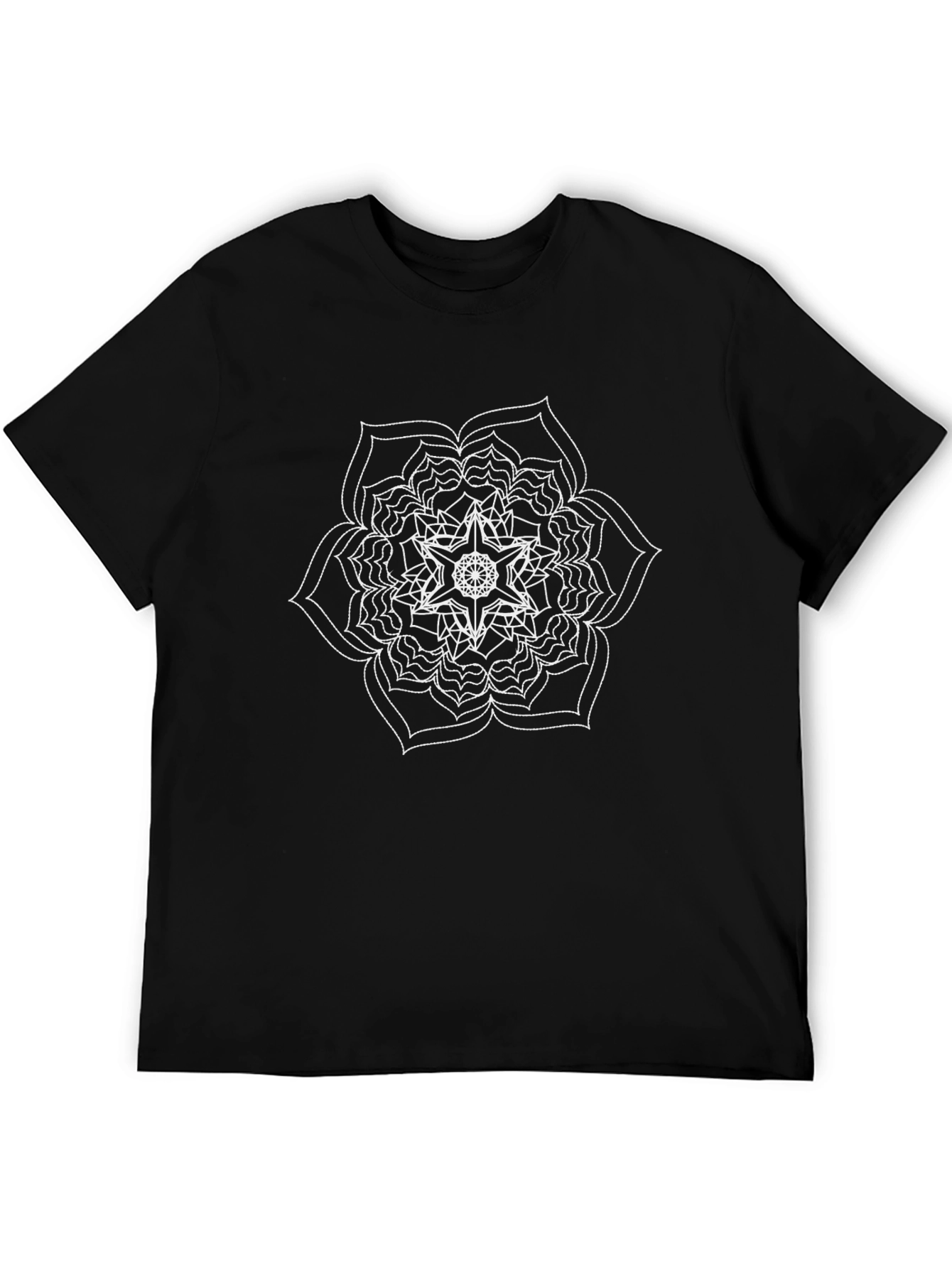 Black Mandala Graphic Tee - Unique Star Design