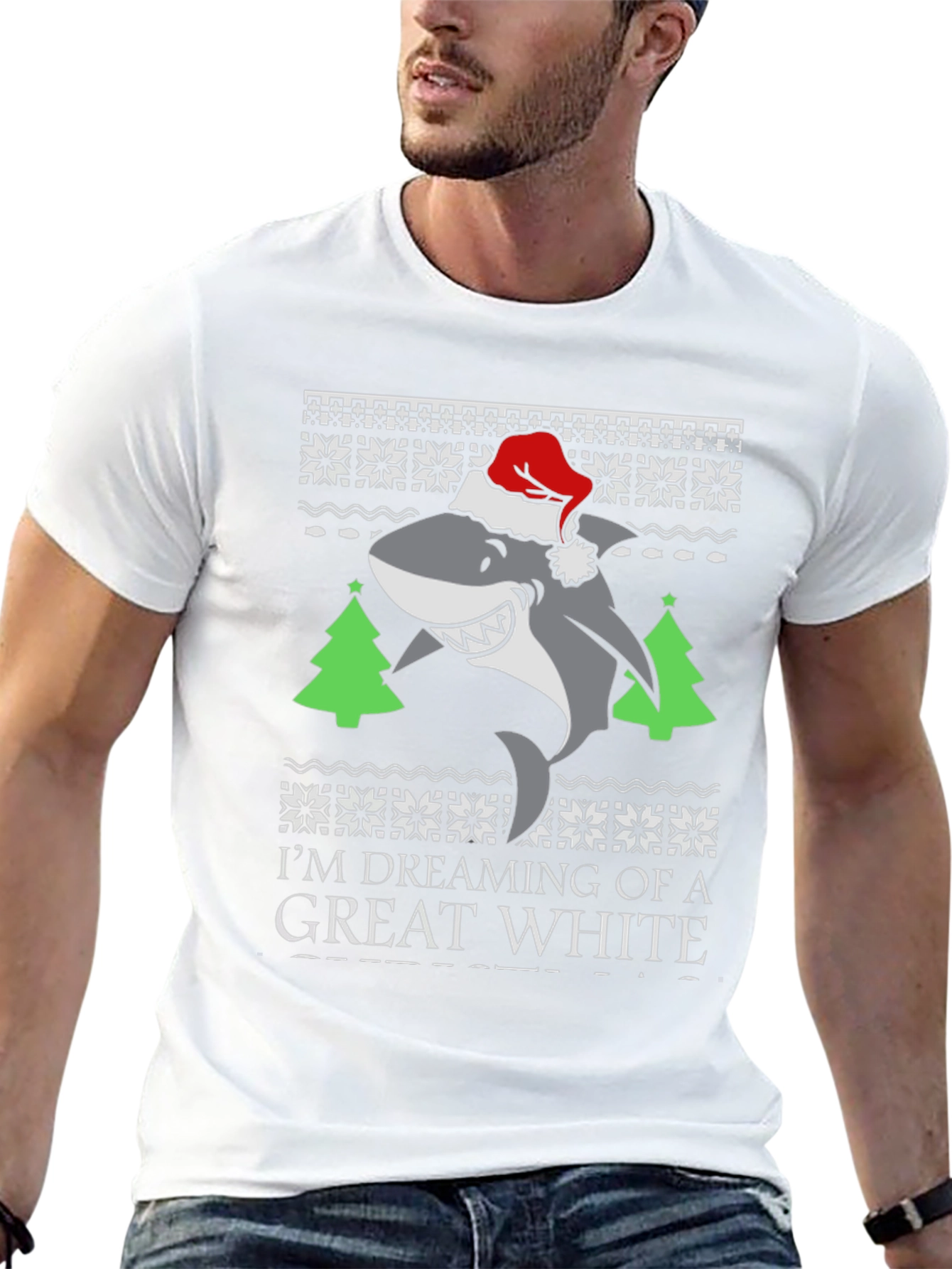 Great White Shark Christmas T-Shirt
