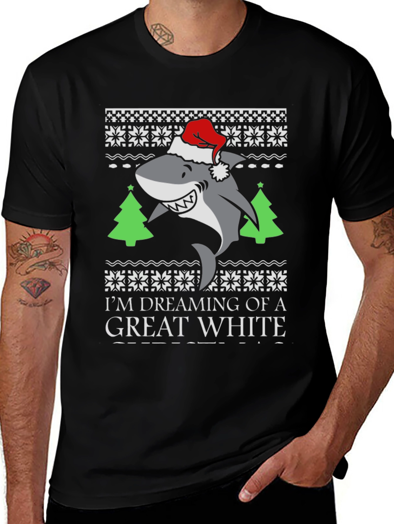 Great White Shark Christmas T-Shirt