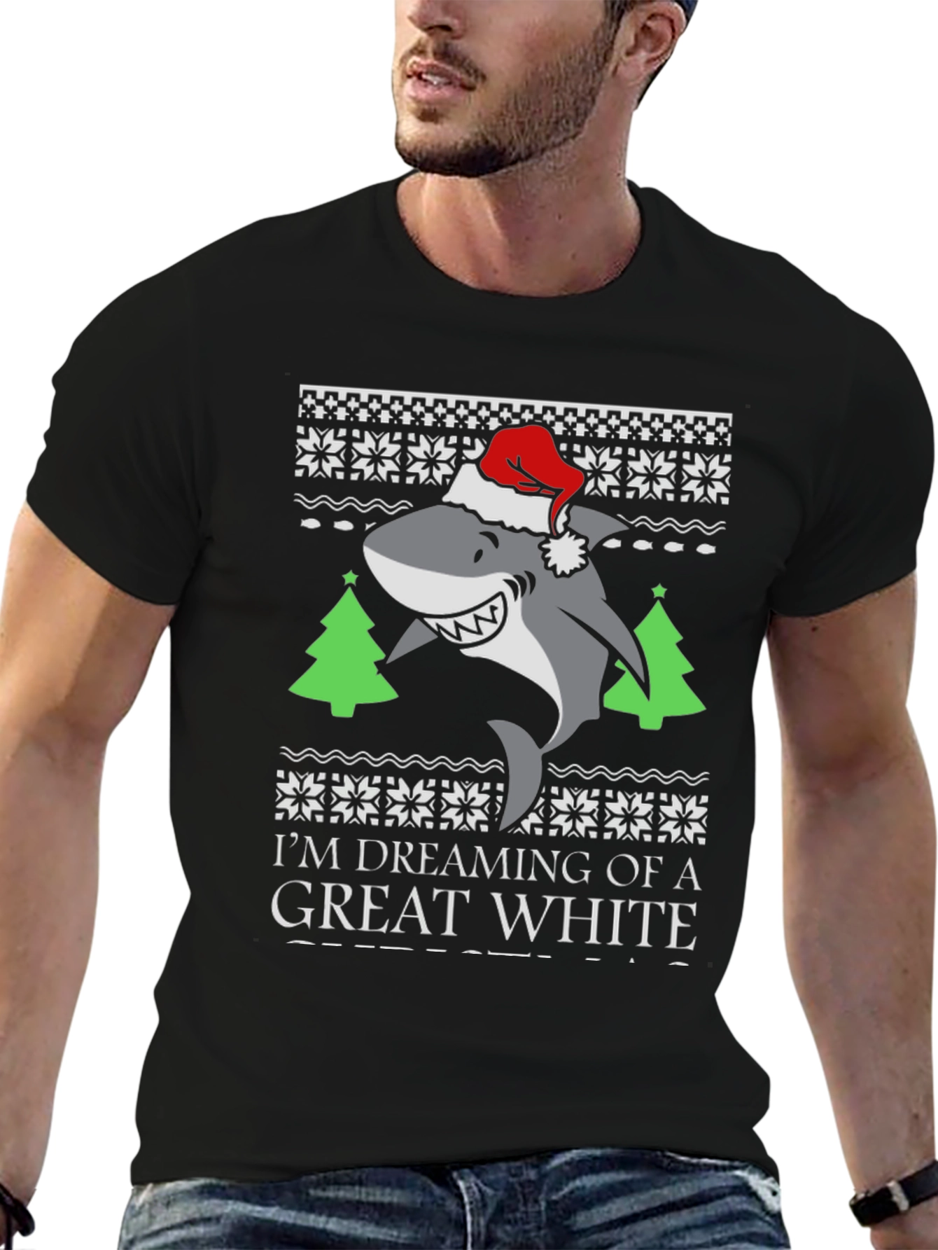 Great White Shark Christmas T-Shirt