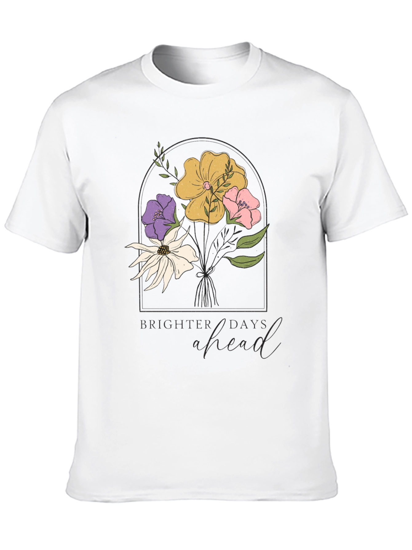 Floral Brighter Days Ahead Black T-Shirt
