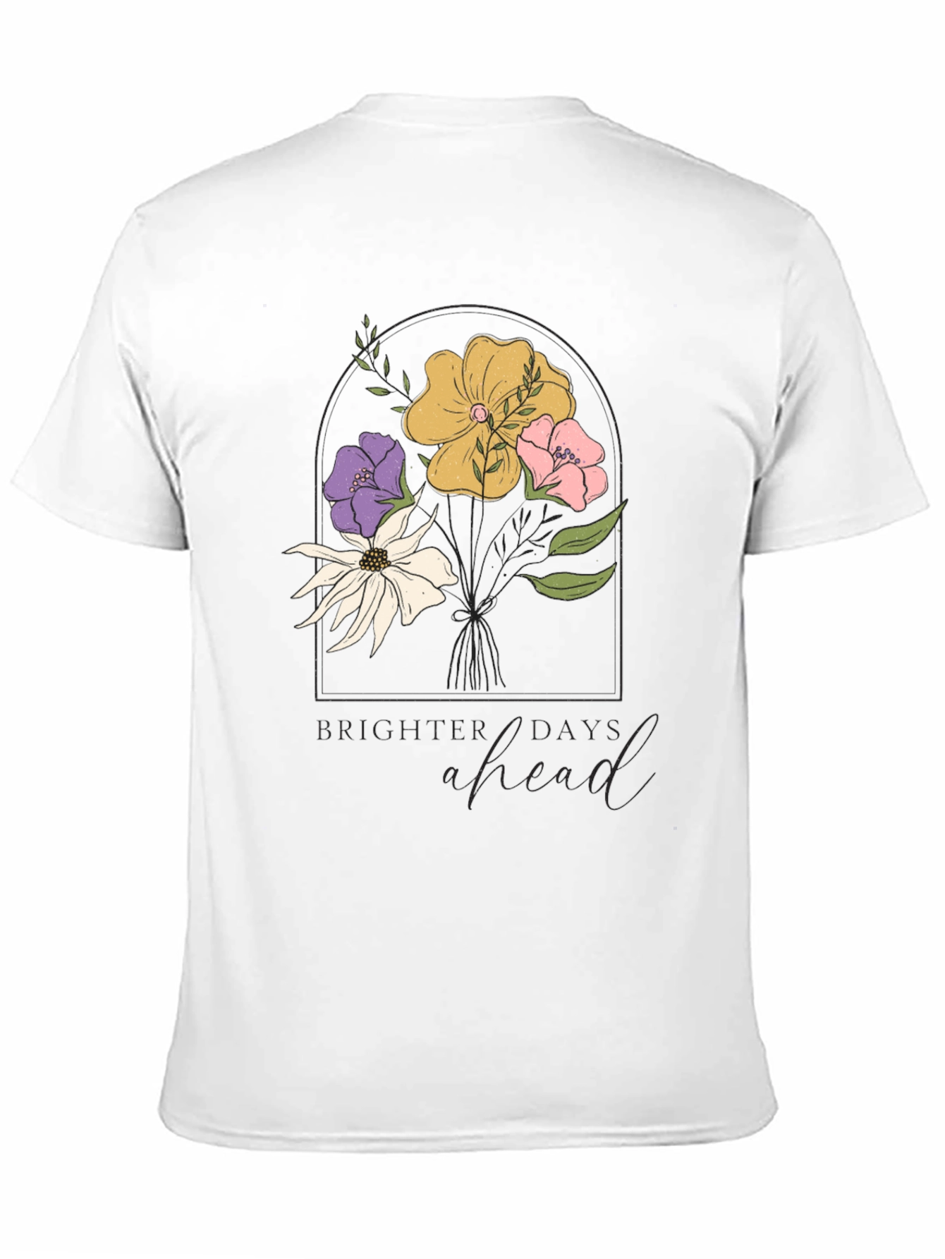 Floral Brighter Days Ahead Black T-Shirt