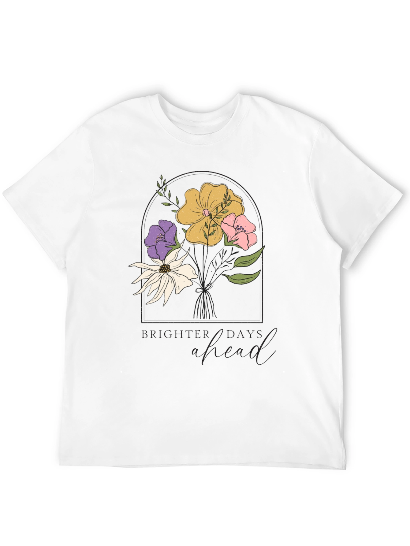 Floral Brighter Days Ahead Black T-Shirt