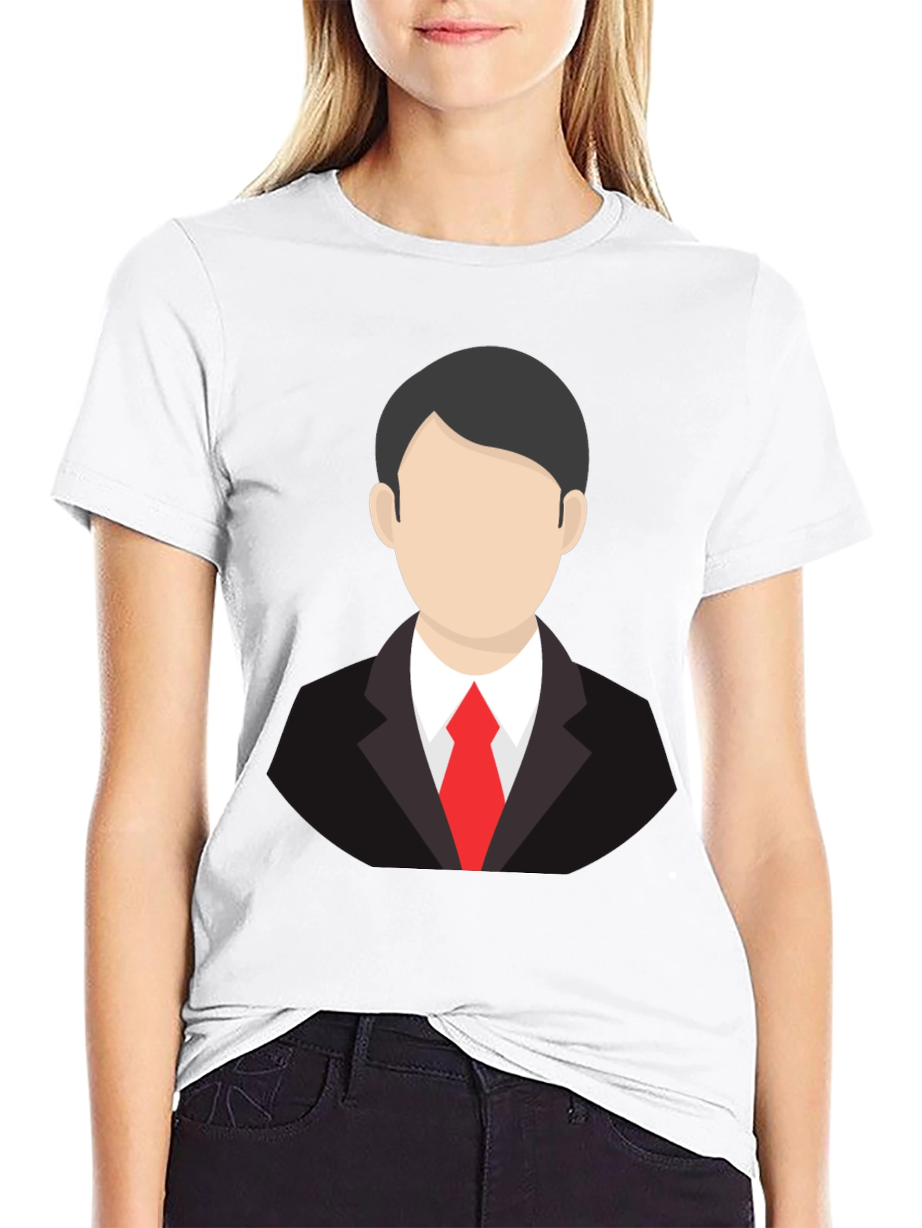 Mens Black T-Shirt with Business Suit Graphic