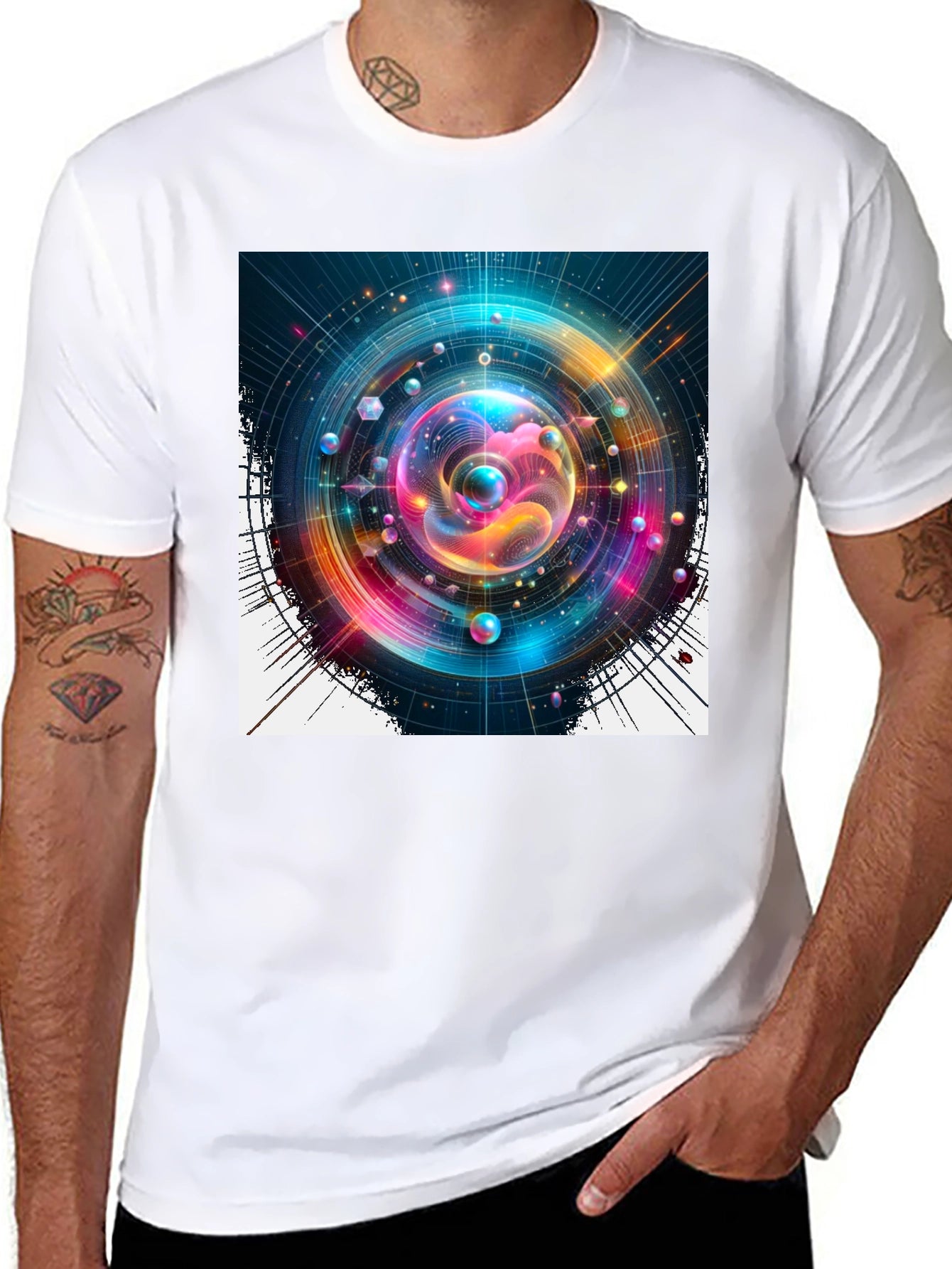 Abstract Universe Graphic Black T-Shirt