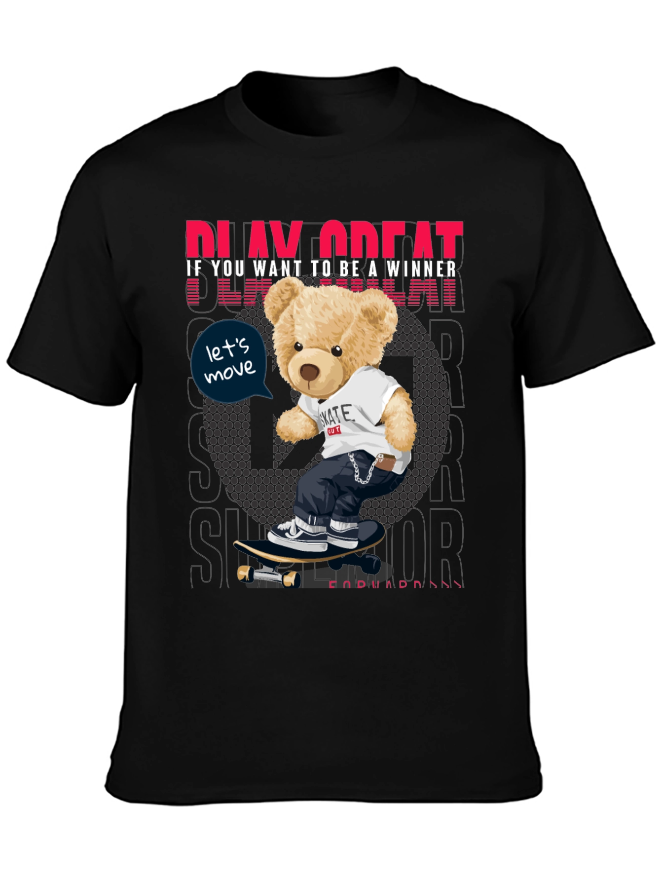 Cool Bear Skateboarder Graphic T-Shirt