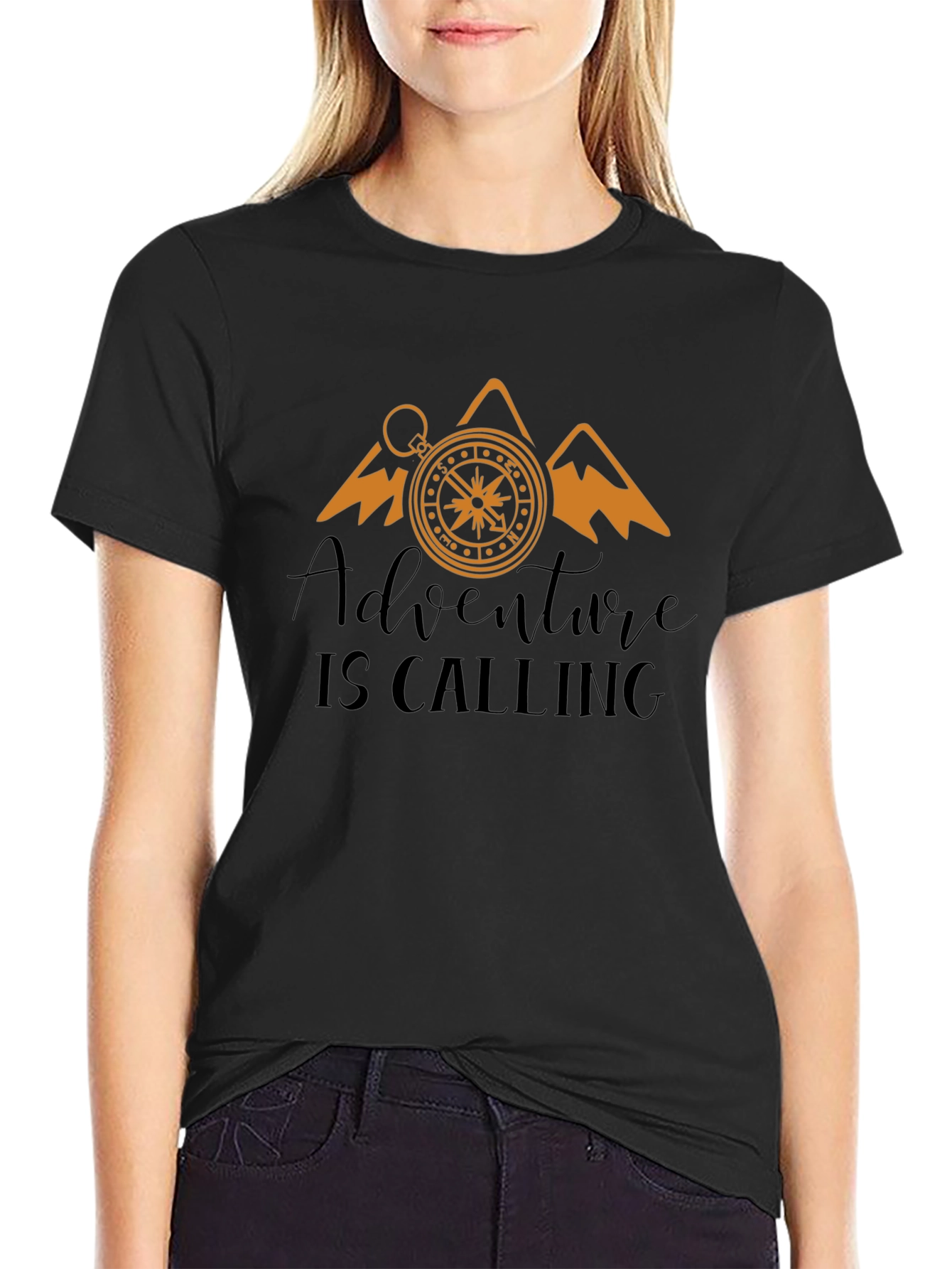 Adventure Calling Black Graphic Tee