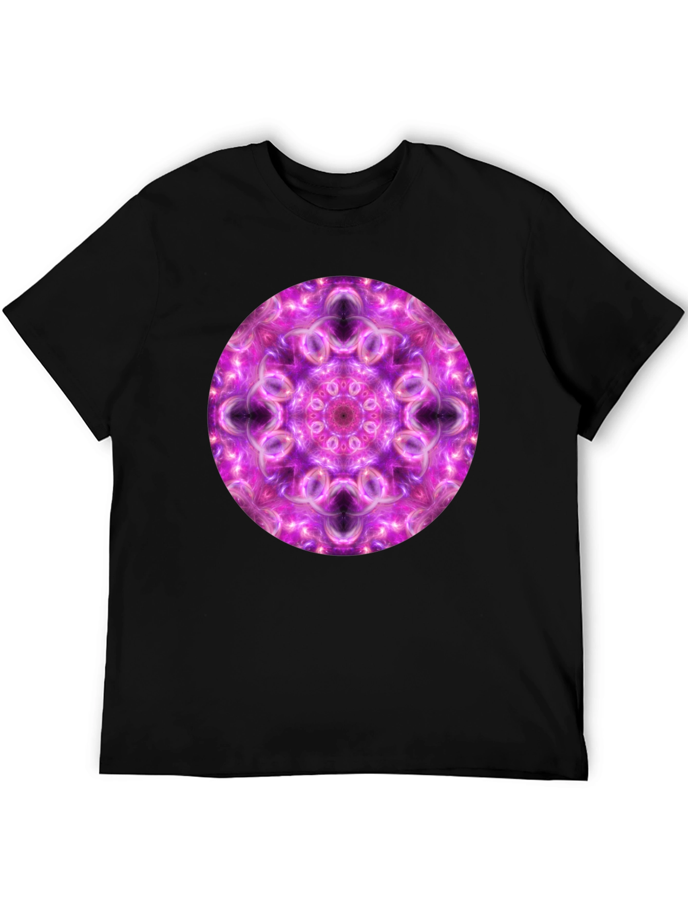 Black T-Shirt with Purple Mandala Design