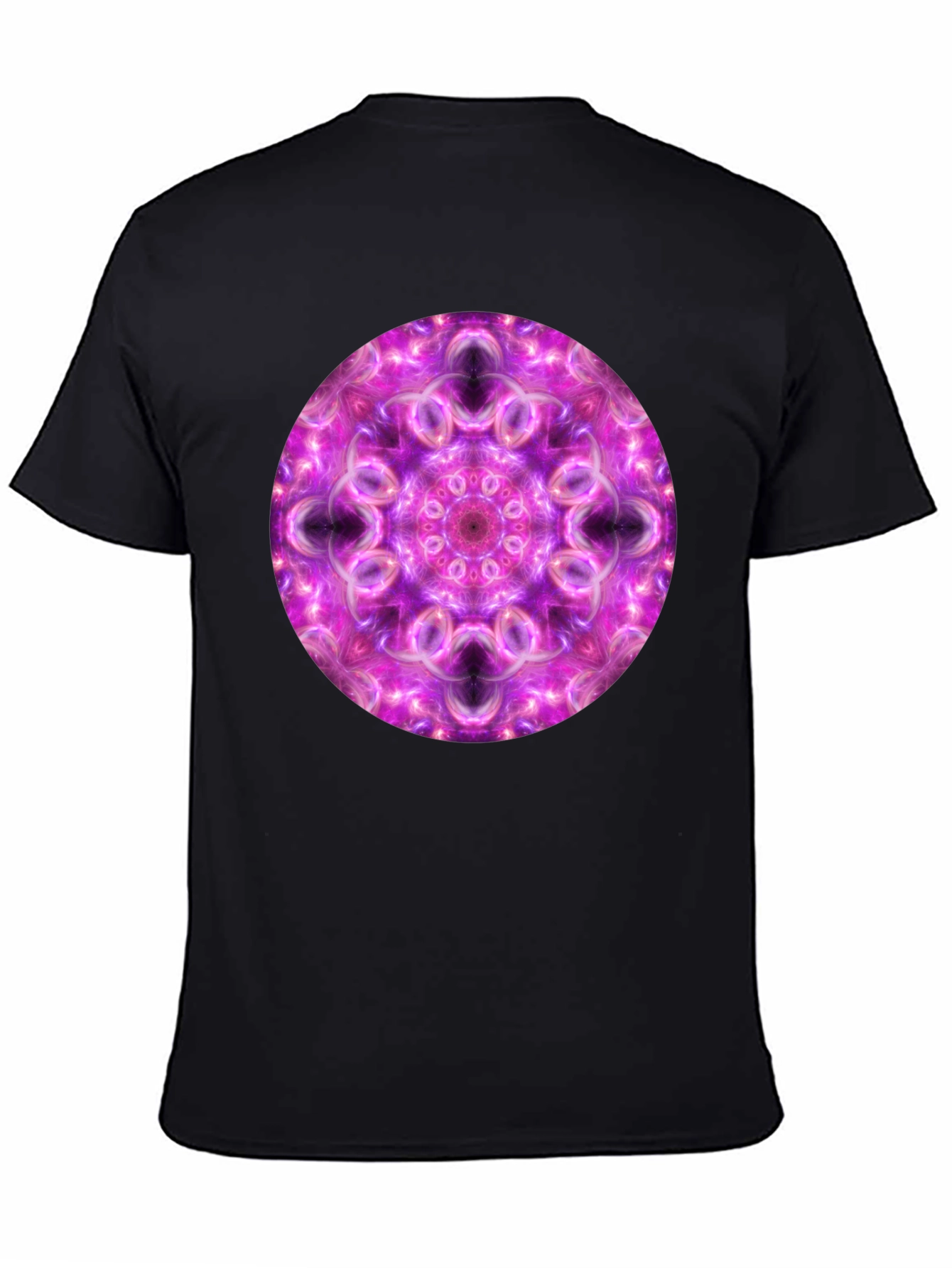 Black T-Shirt with Purple Mandala Design