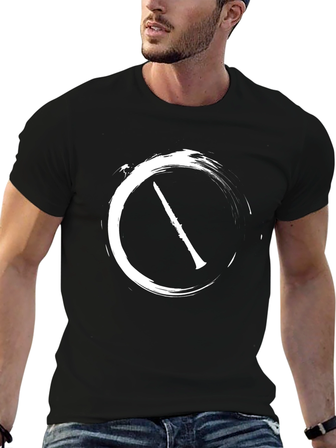 Clarinet Circle Graphic Tee - Black Cotton Casual Shirt