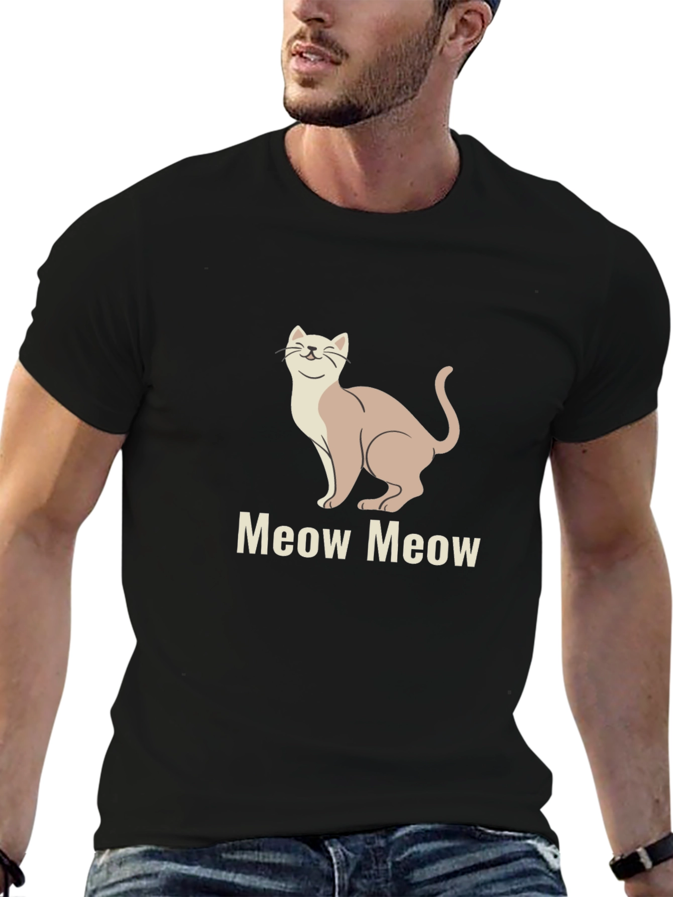 Meow Cat Graphic Tee - Premium Soft Cotton T-Shirt