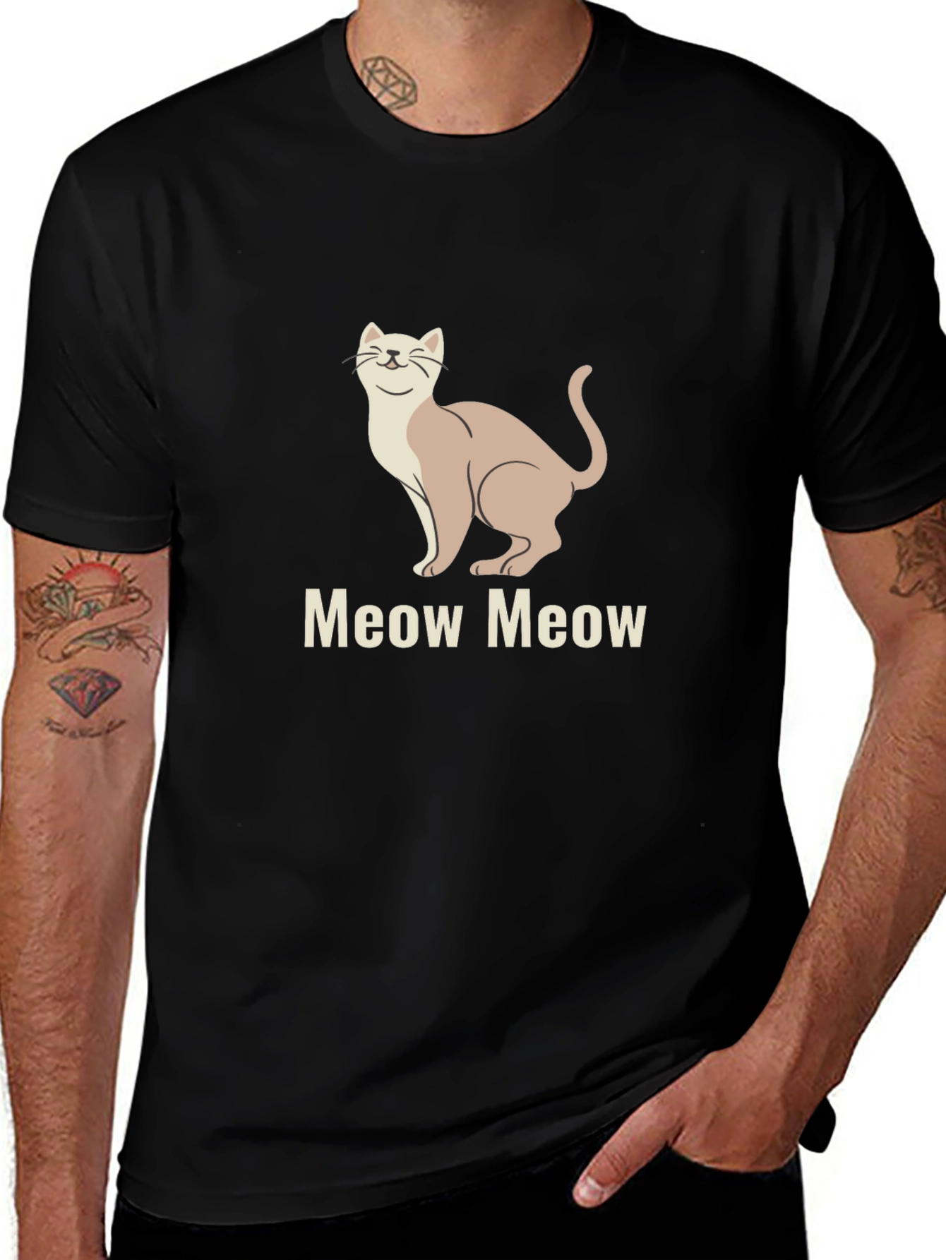 Meow Cat Graphic Tee - Premium Soft Cotton T-Shirt