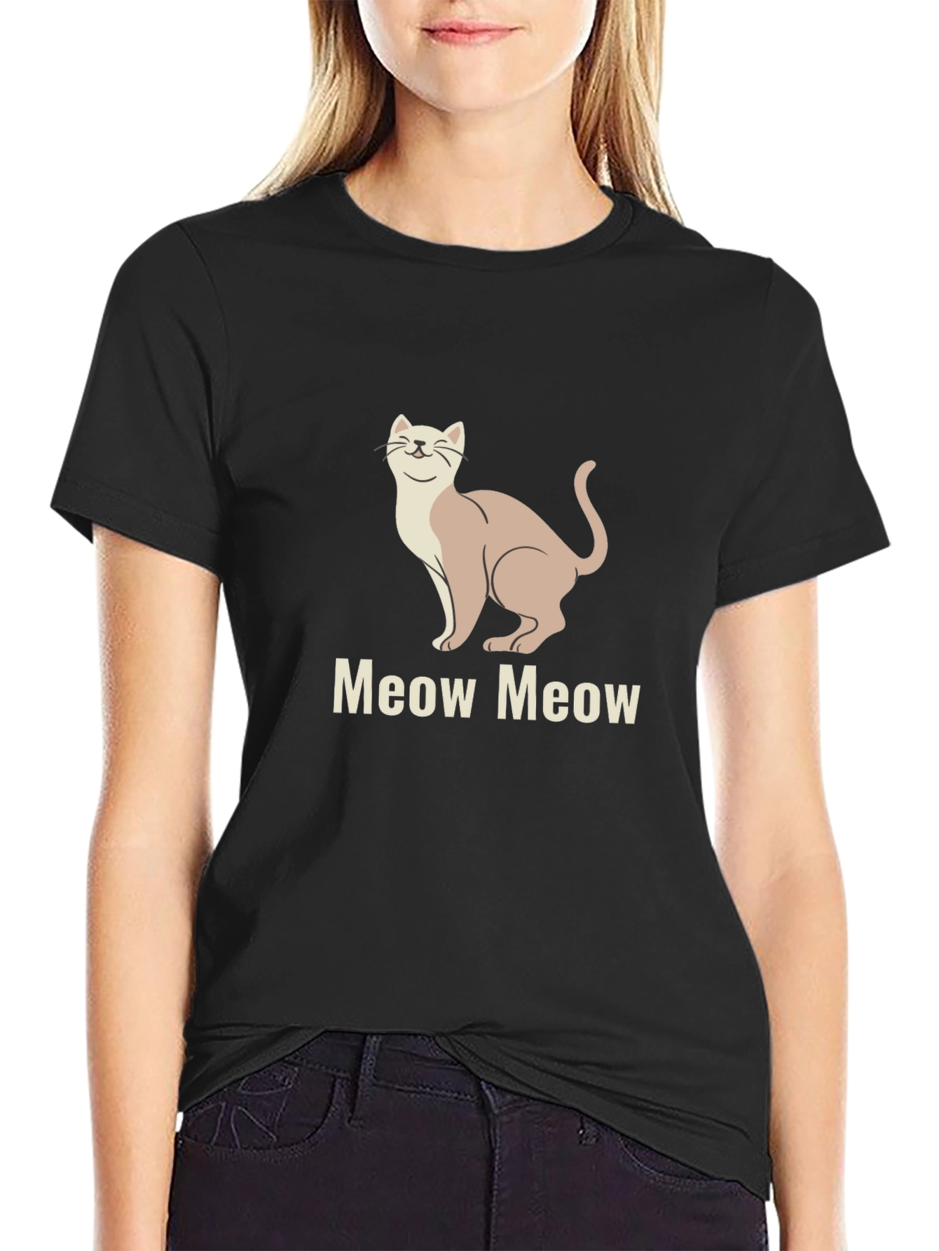 Meow Cat Graphic Tee - Premium Soft Cotton T-Shirt
