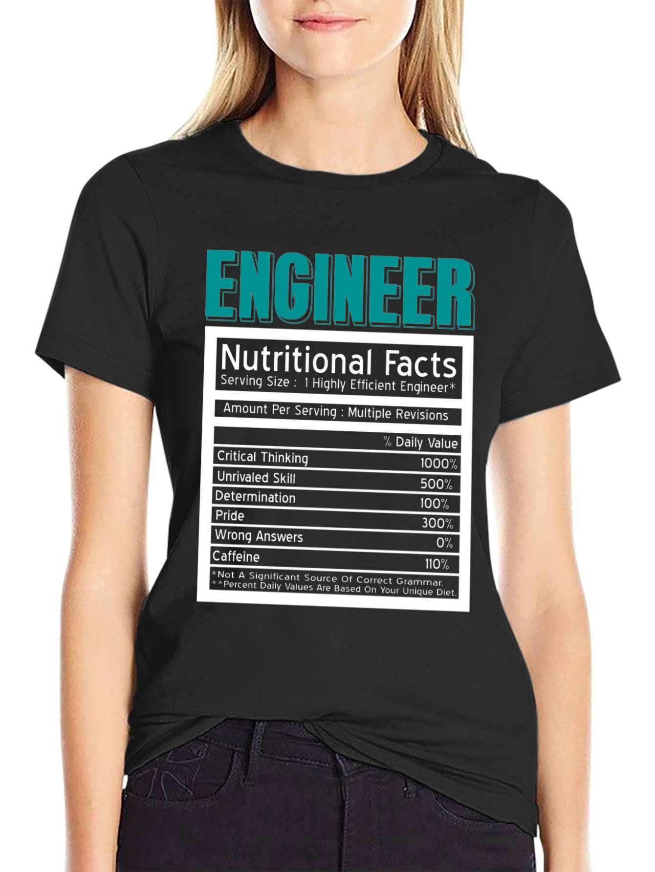 Engineer Nutritional Facts Black T-Shirt