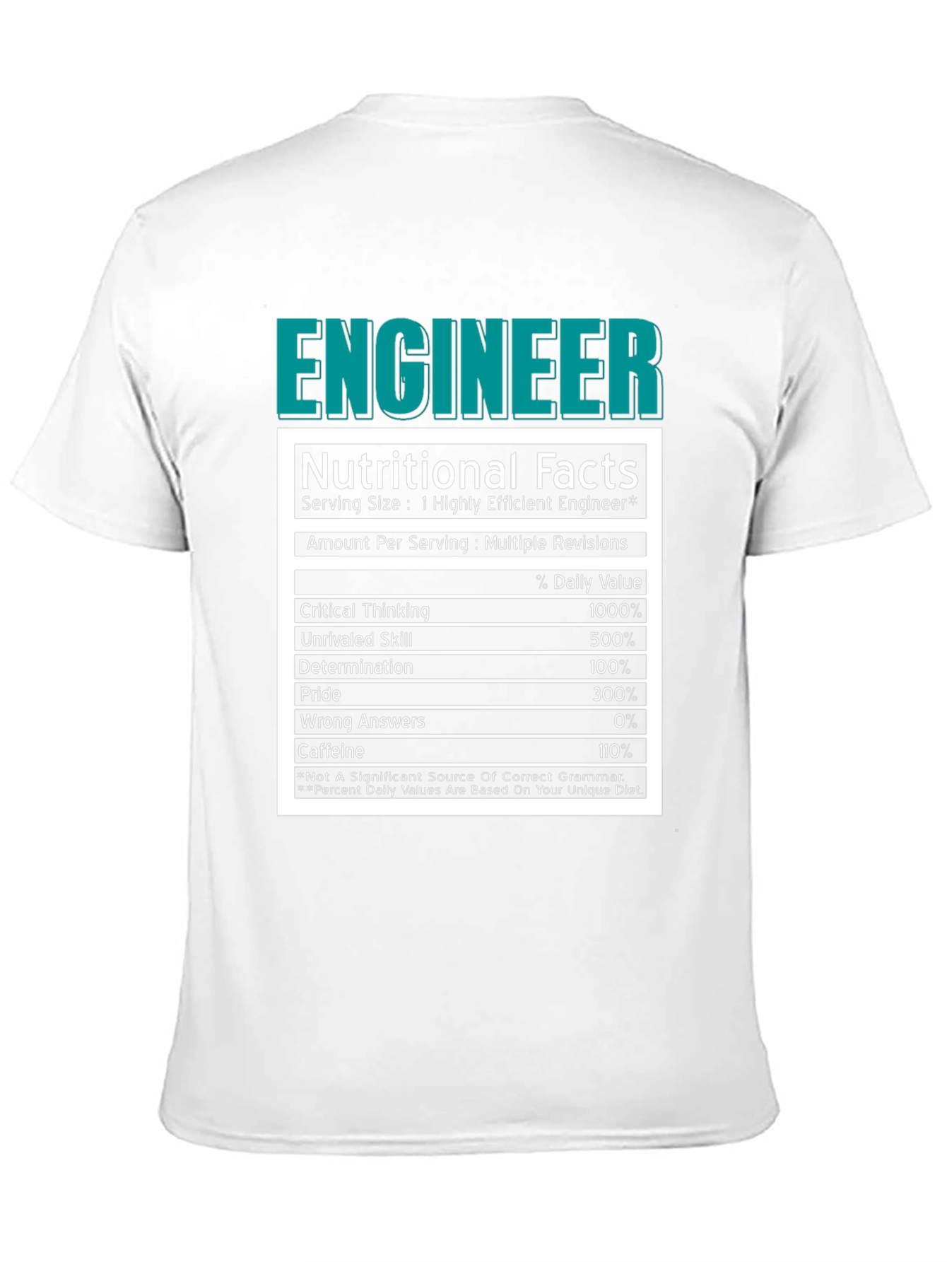 Engineer Nutritional Facts Black T-Shirt