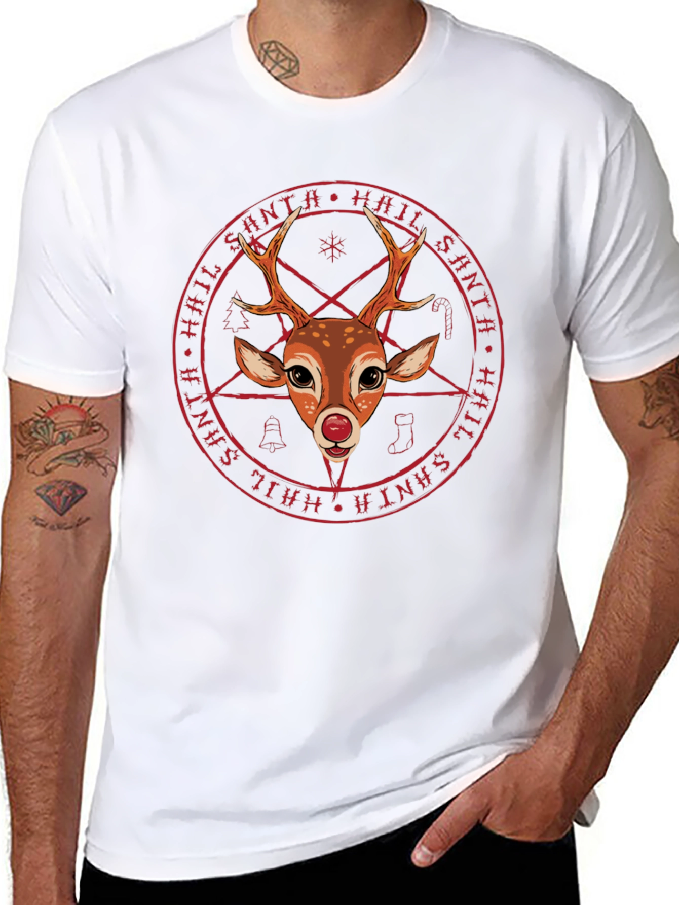 Hail Santa Reindeer T-Shirt - Unique Holiday Tee