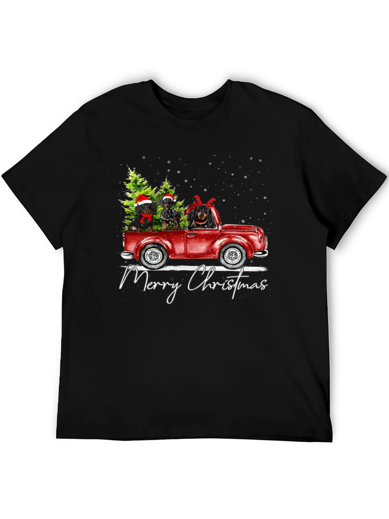 Dachshunds Christmas Truck Graphic Tee