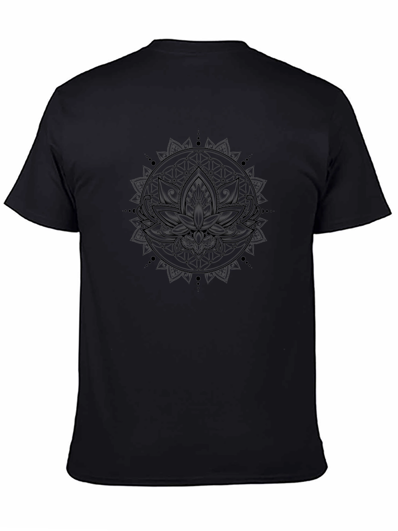Lotus Mandala Graphic Tee - Soft Black Cotton T-Shirt