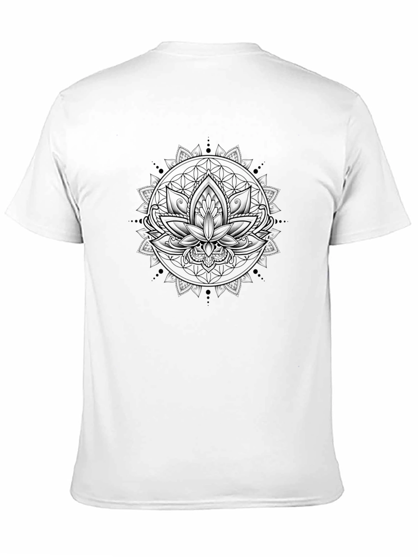 Lotus Mandala Graphic Tee - Soft Black Cotton T-Shirt