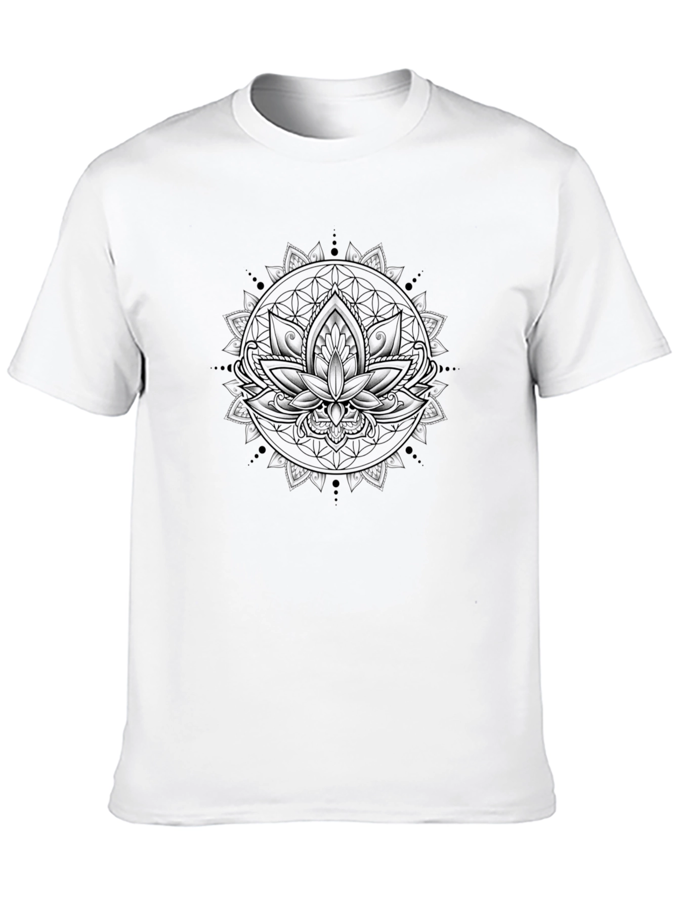 Lotus Mandala Graphic Tee - Soft Black Cotton T-Shirt