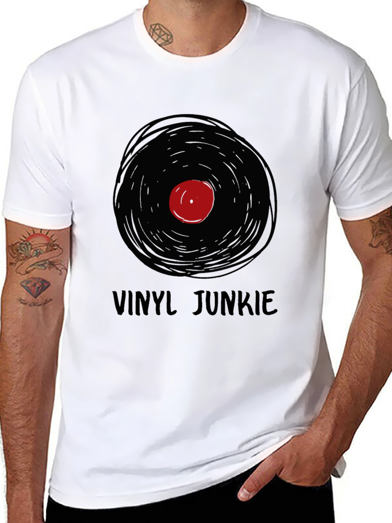 Vinyl Junkie Graphic Tee - Retro Music Lover T-Shirt
