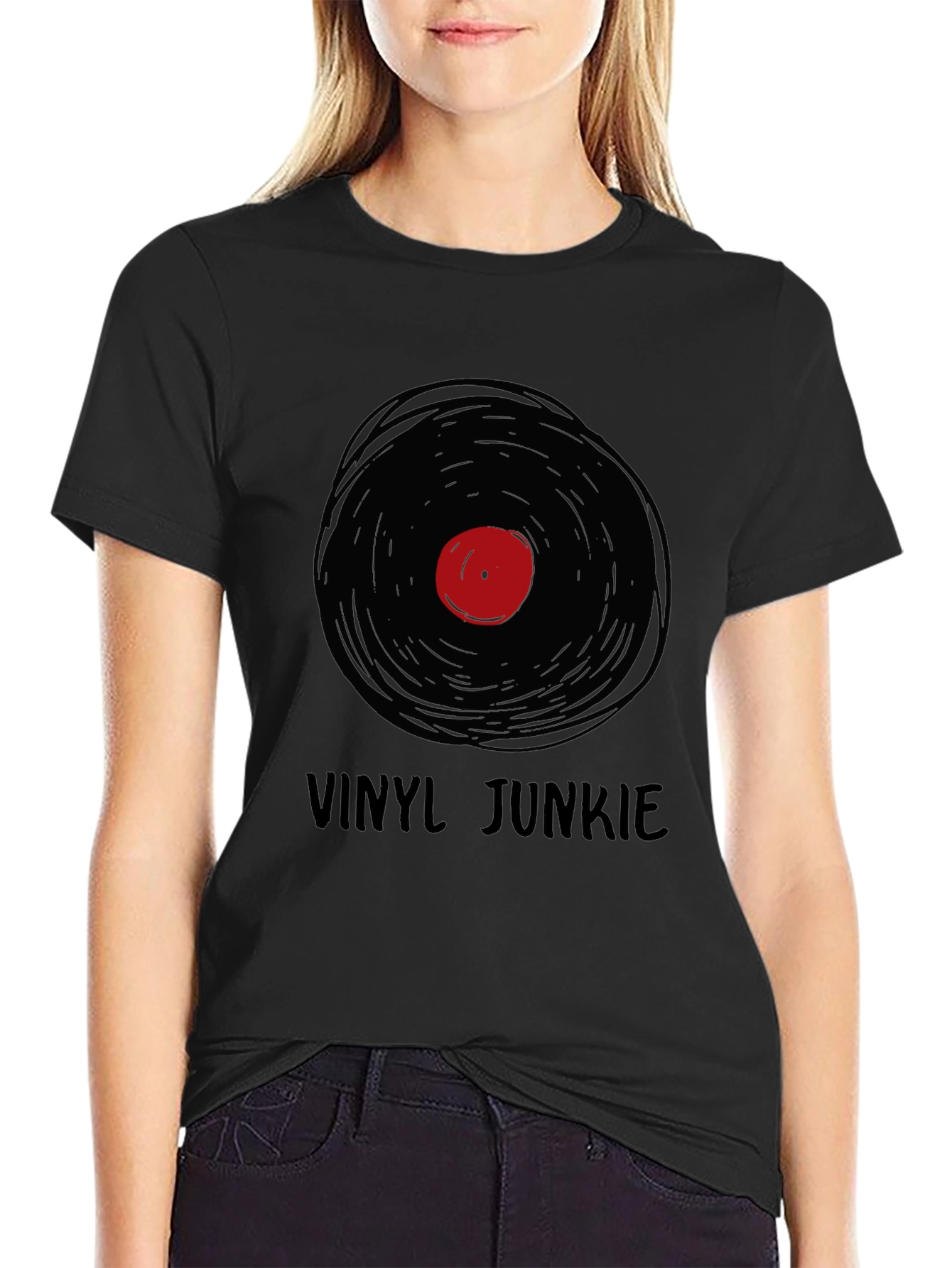 Vinyl Junkie Graphic Tee - Retro Music Lover T-Shirt