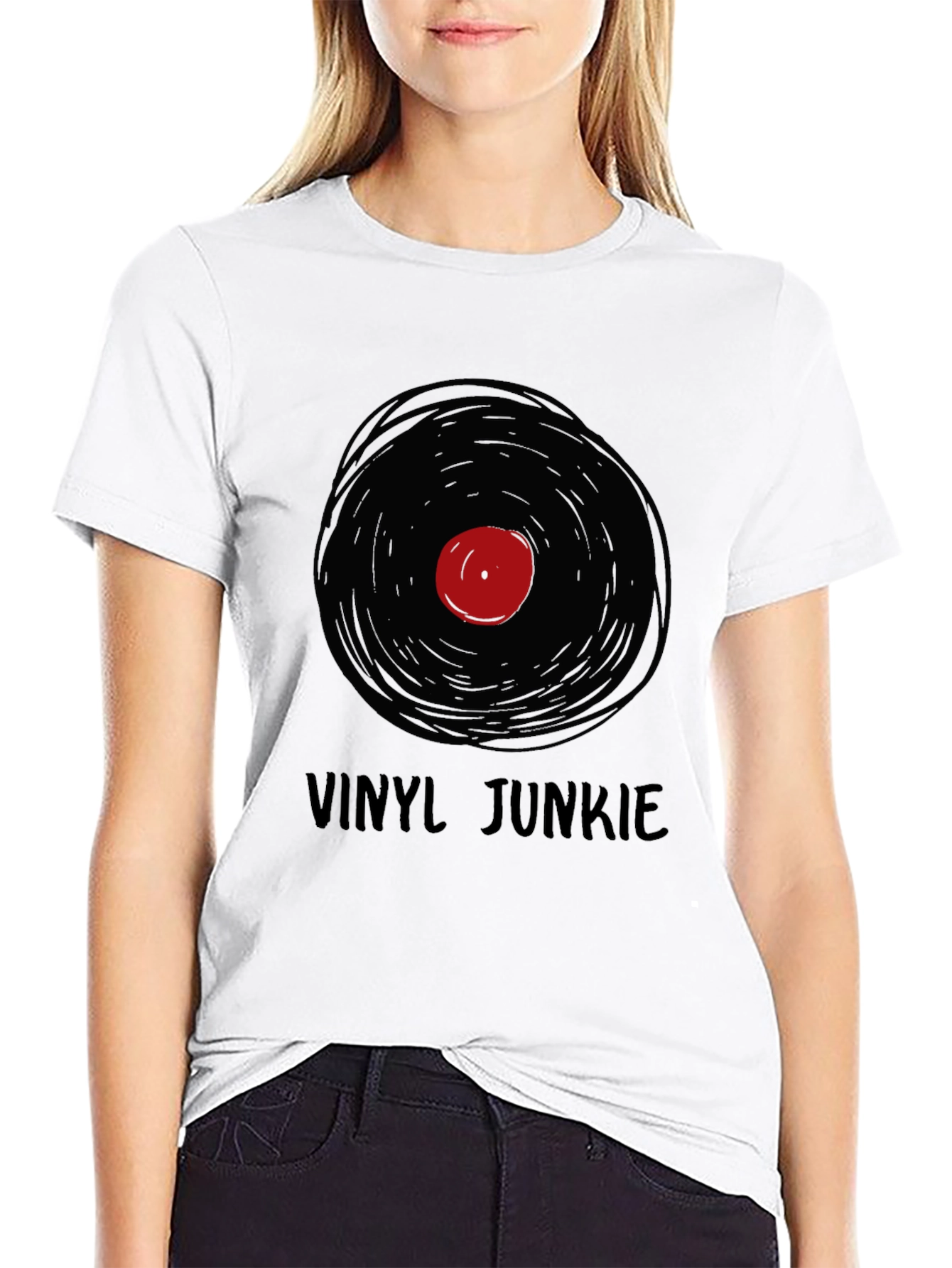 Vinyl Junkie Graphic Tee - Retro Music Lover T-Shirt