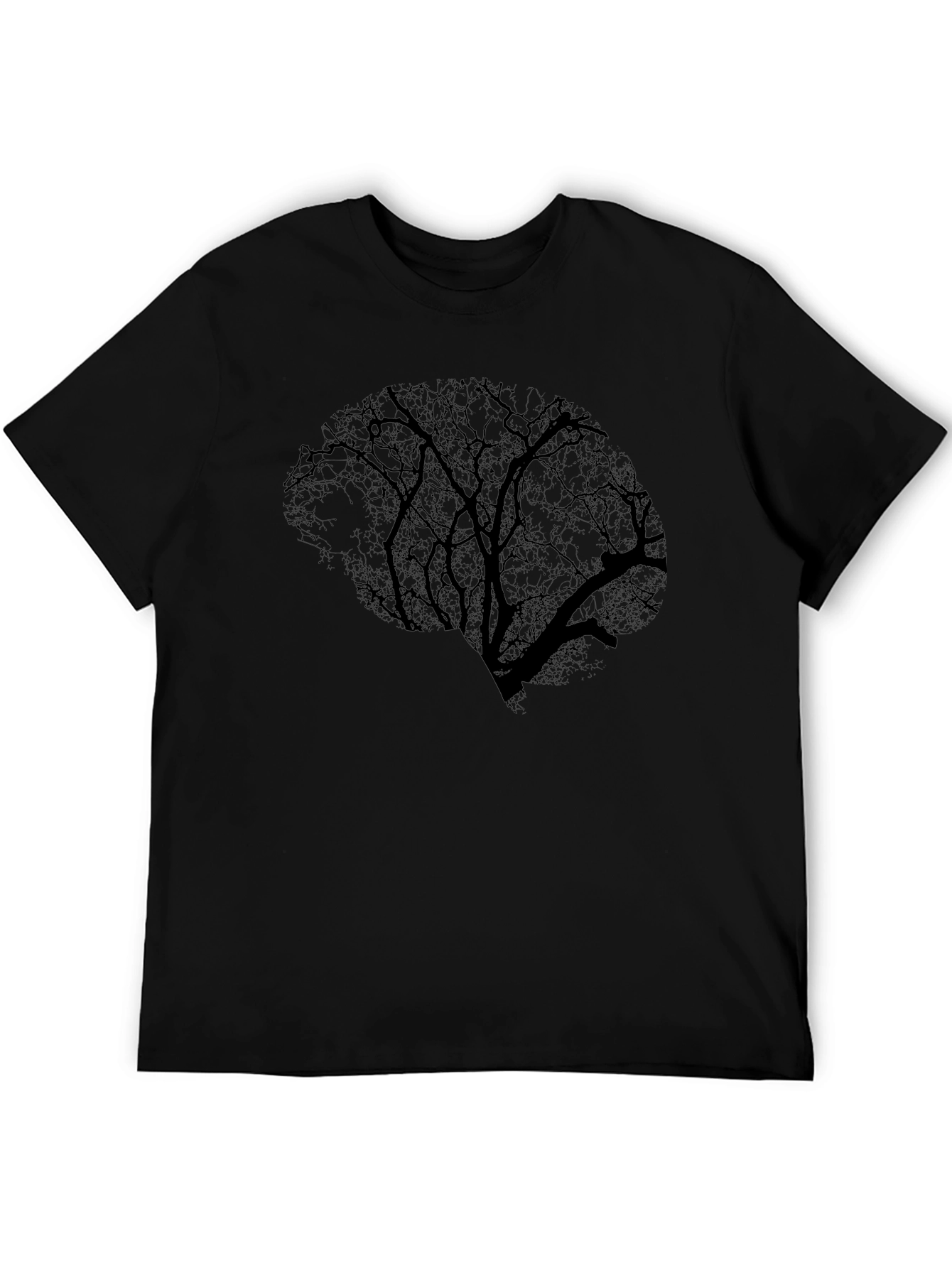 Brain Tree Graphic Tee - Black Cotton T-Shirt