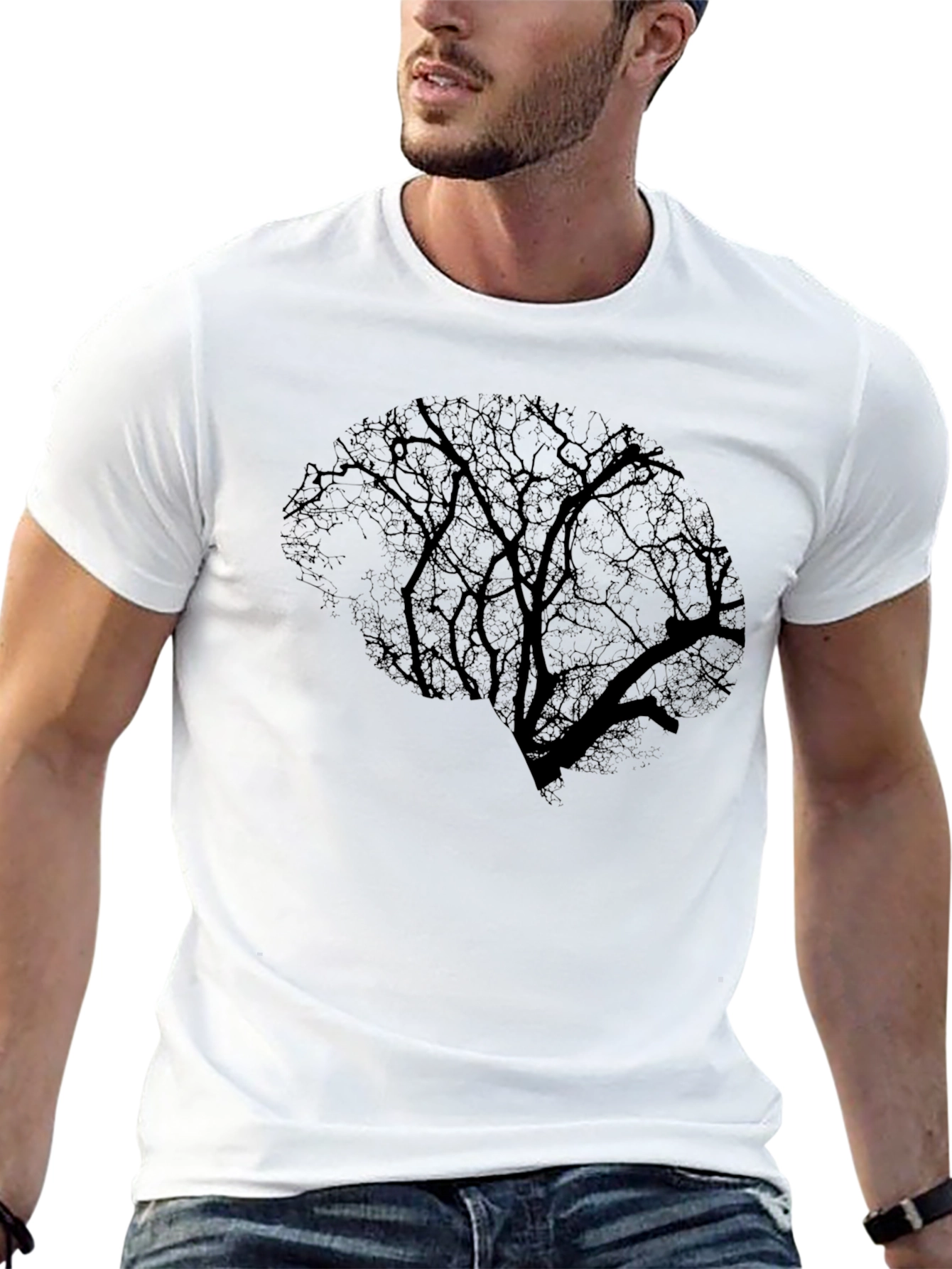 Brain Tree Graphic Tee - Black Cotton T-Shirt