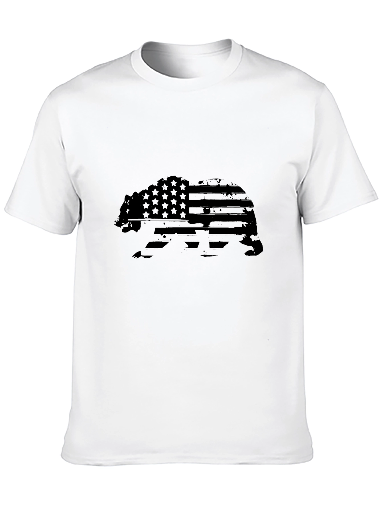 American Flag Bear Graphic Tee - Black