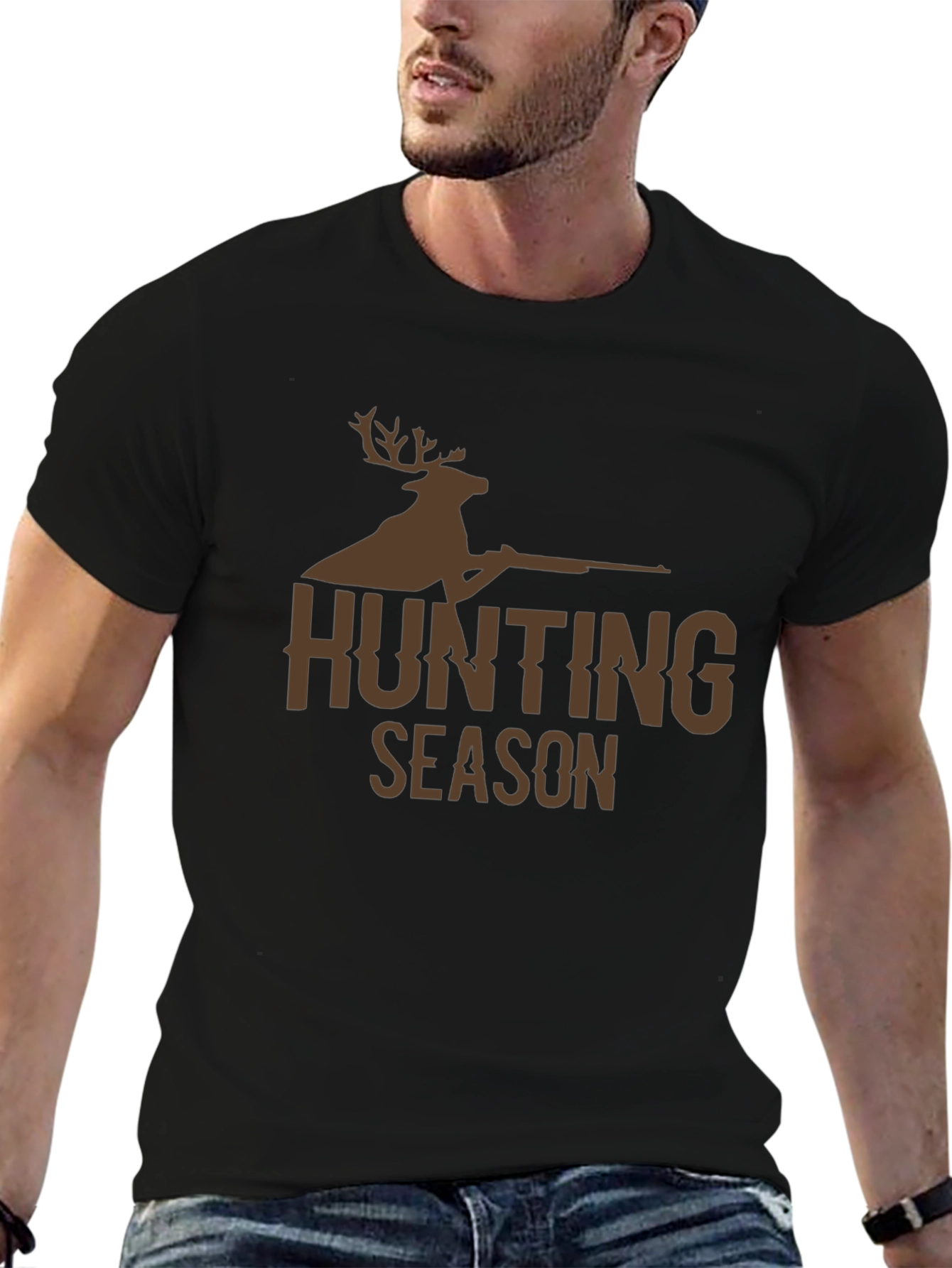 Hunting Season Deer Graphic Black T-Shirt
