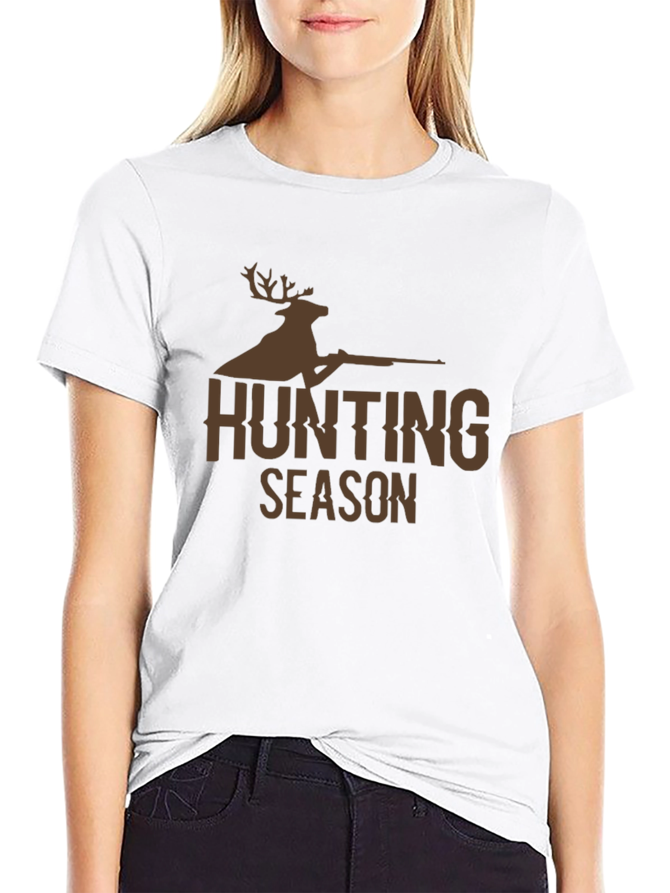 Hunting Season Deer Graphic Black T-Shirt