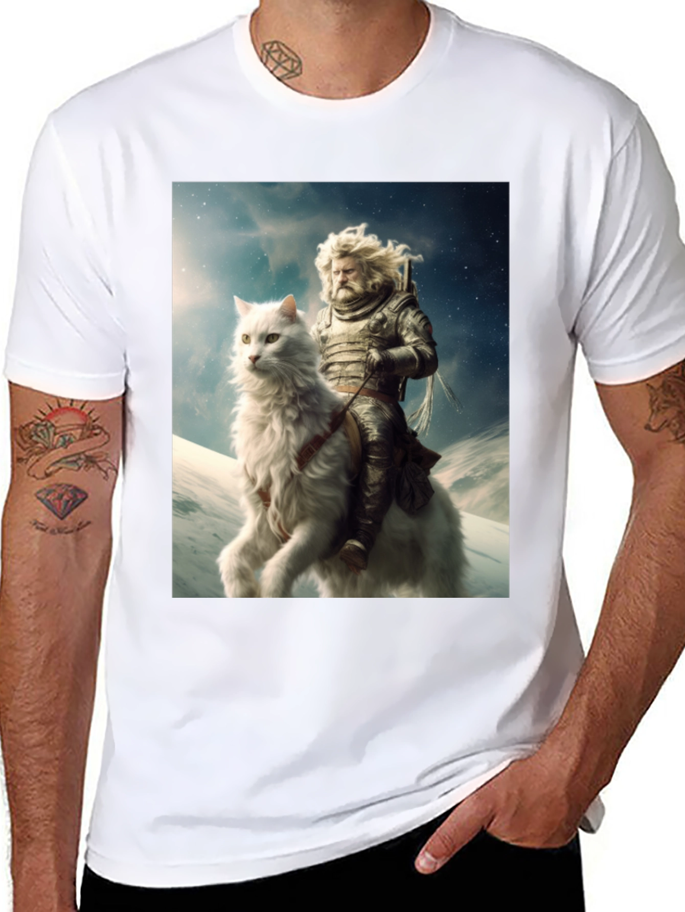 Knight Riding Cat Graphic Tee