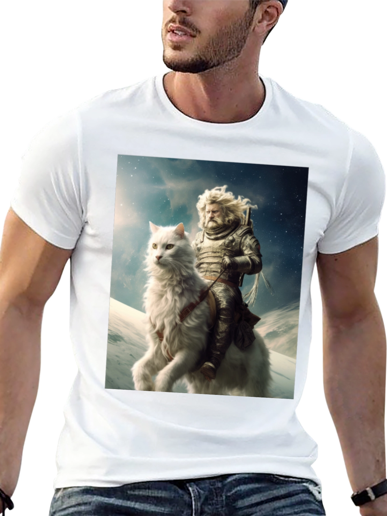Knight Riding Cat Graphic Tee