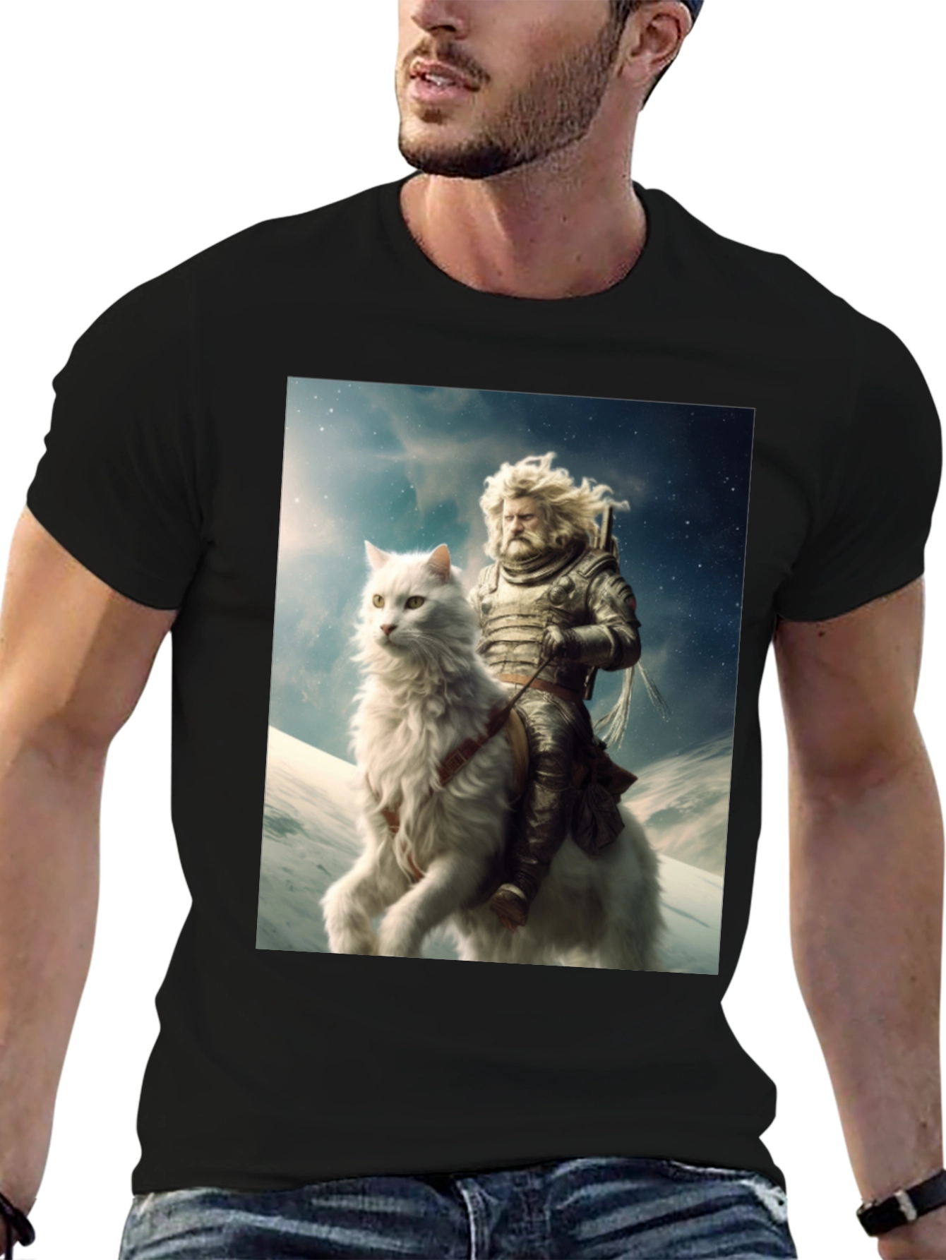 Knight Riding Cat Graphic Tee