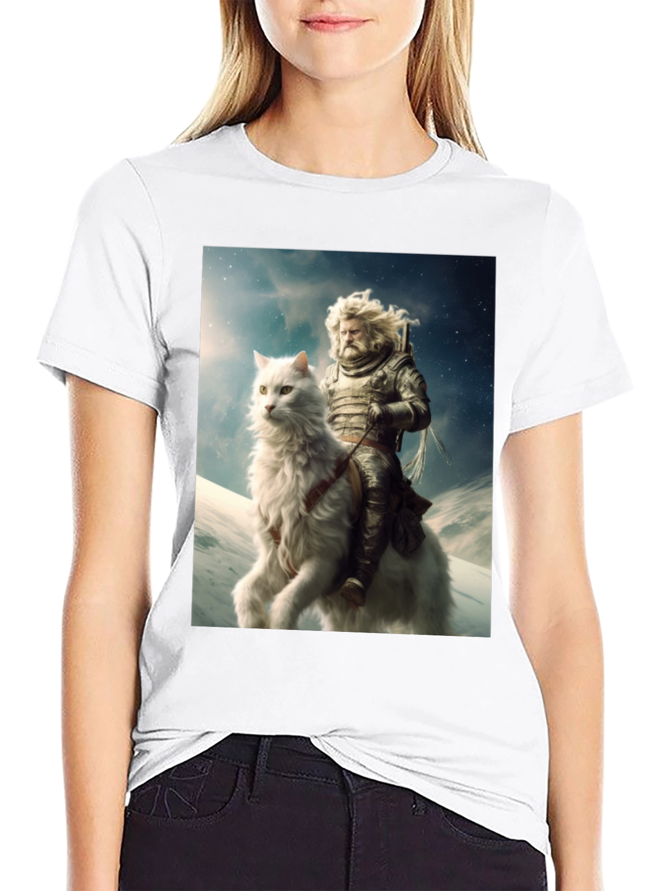 Knight Riding Cat Graphic Tee