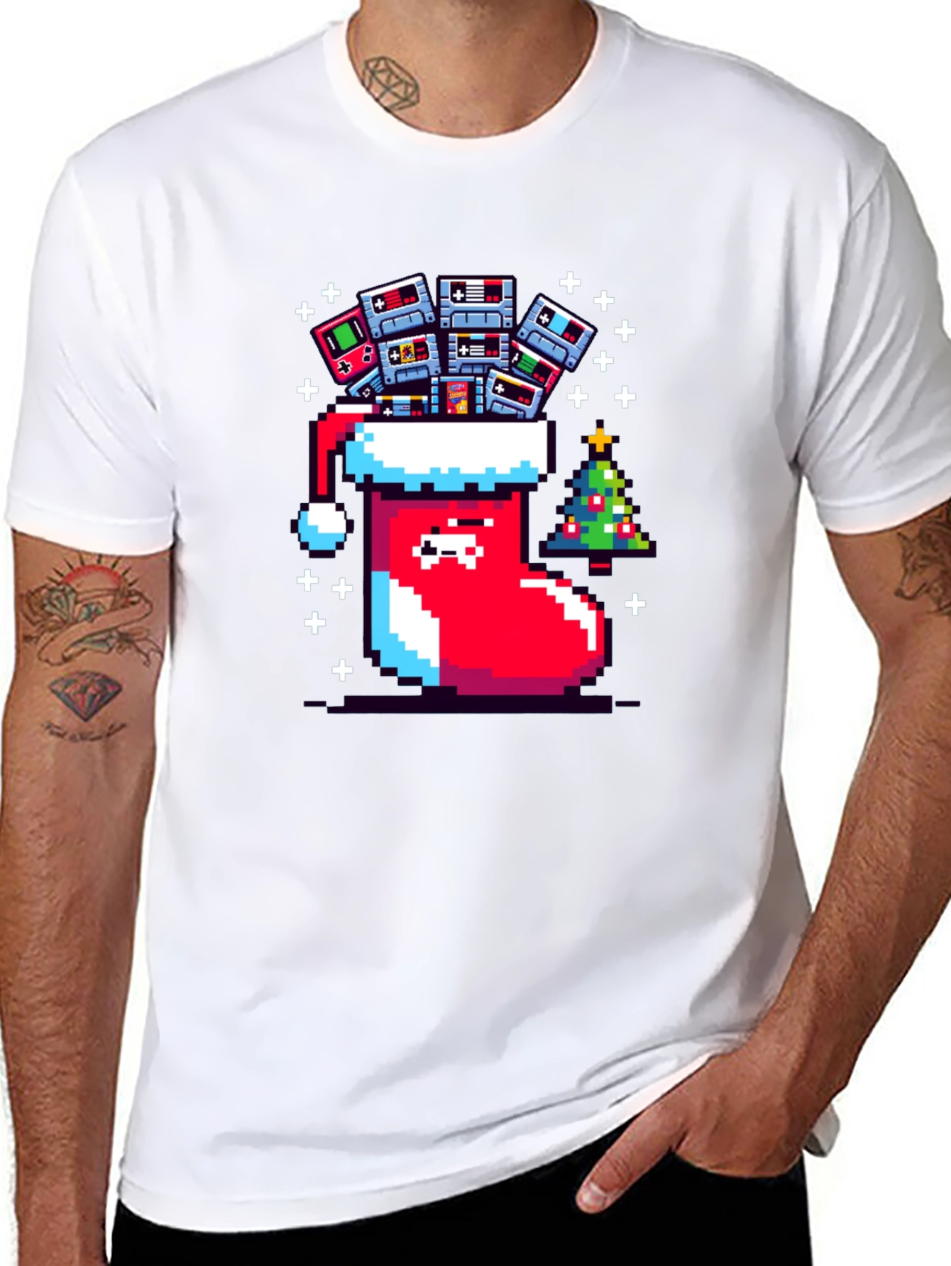 Pixel Gamer Christmas Stocking Tee