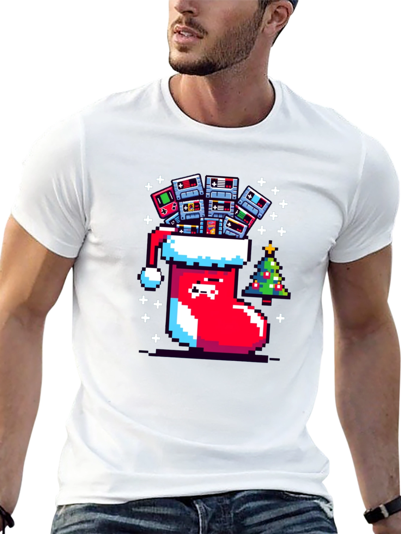 Pixel Gamer Christmas Stocking Tee