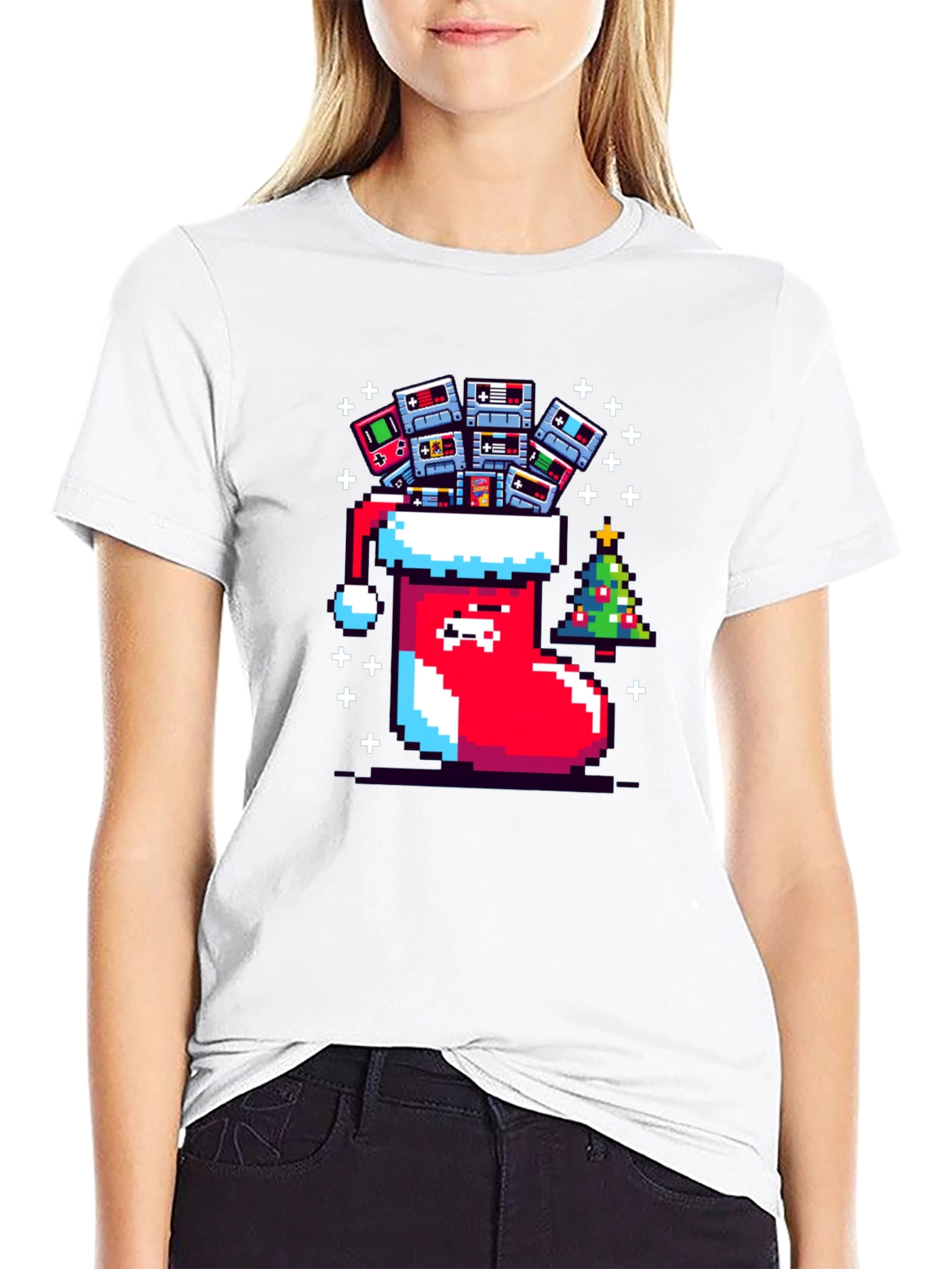 Pixel Gamer Christmas Stocking Tee