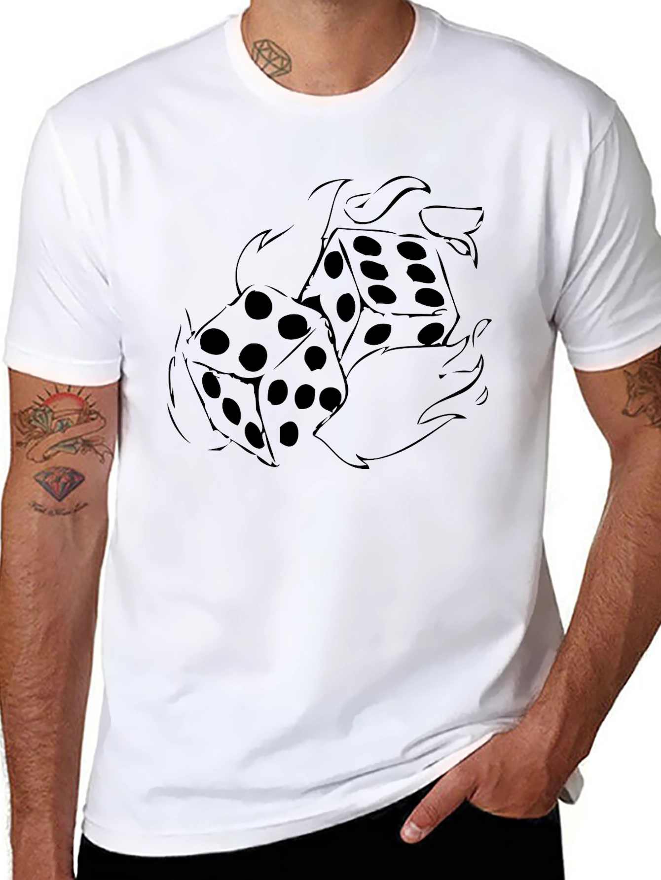 Dice on Fire Graphic T-Shirt - Bold Design