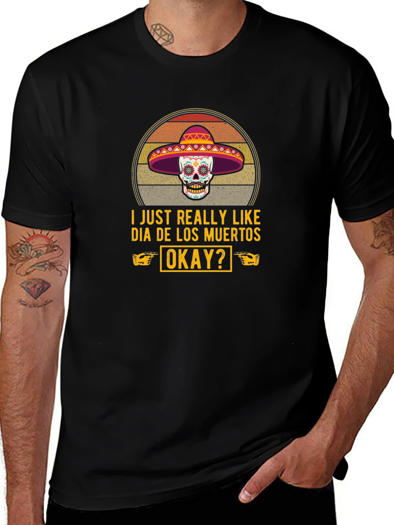 Dia de los Muertos T-Shirt - Sugar Skull Sombrero