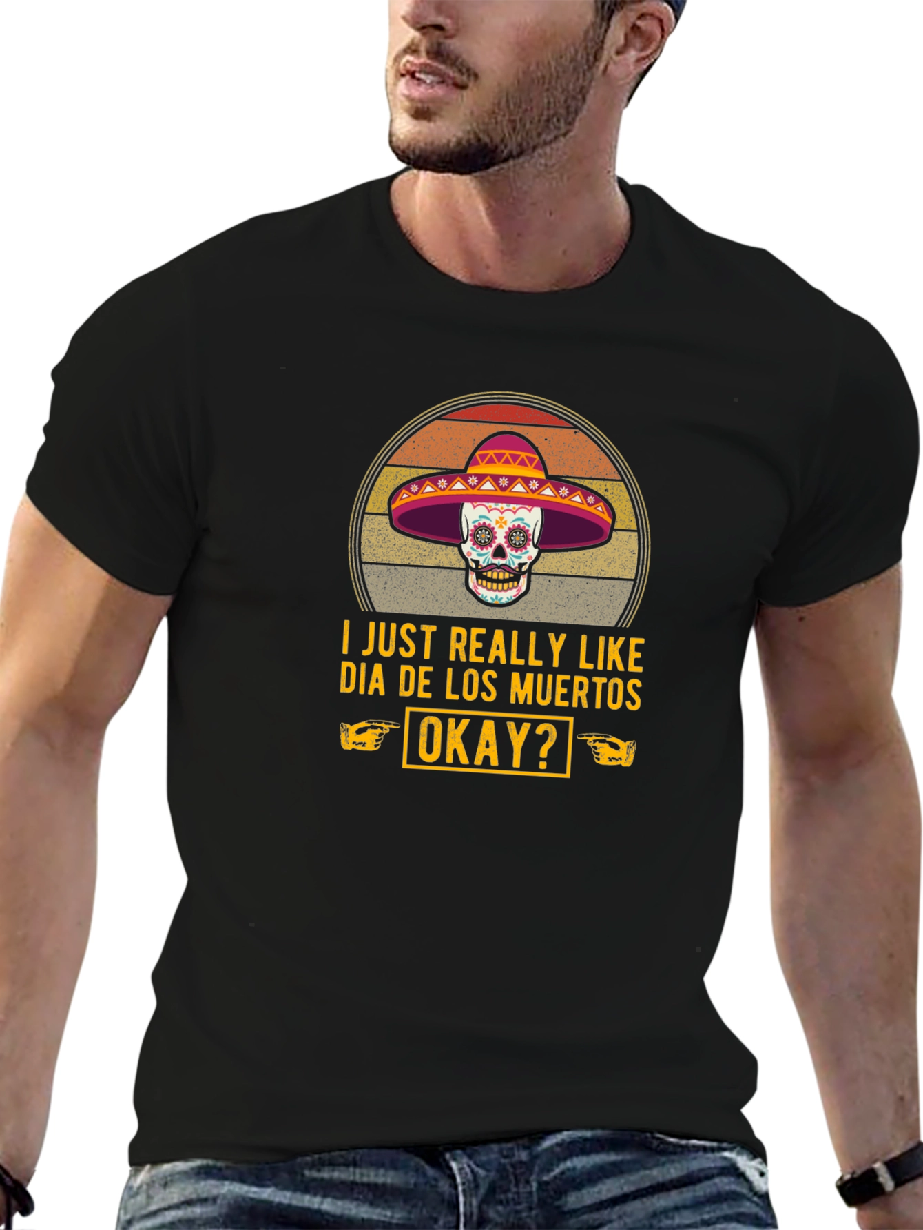 Dia de los Muertos T-Shirt - Sugar Skull Sombrero