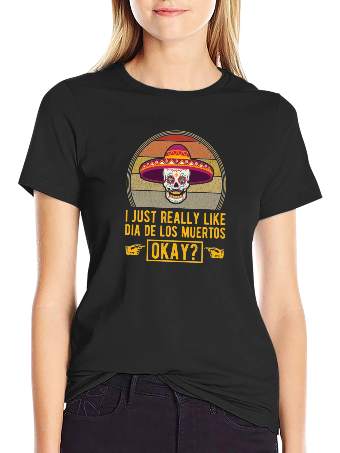 Dia de los Muertos T-Shirt - Sugar Skull Sombrero